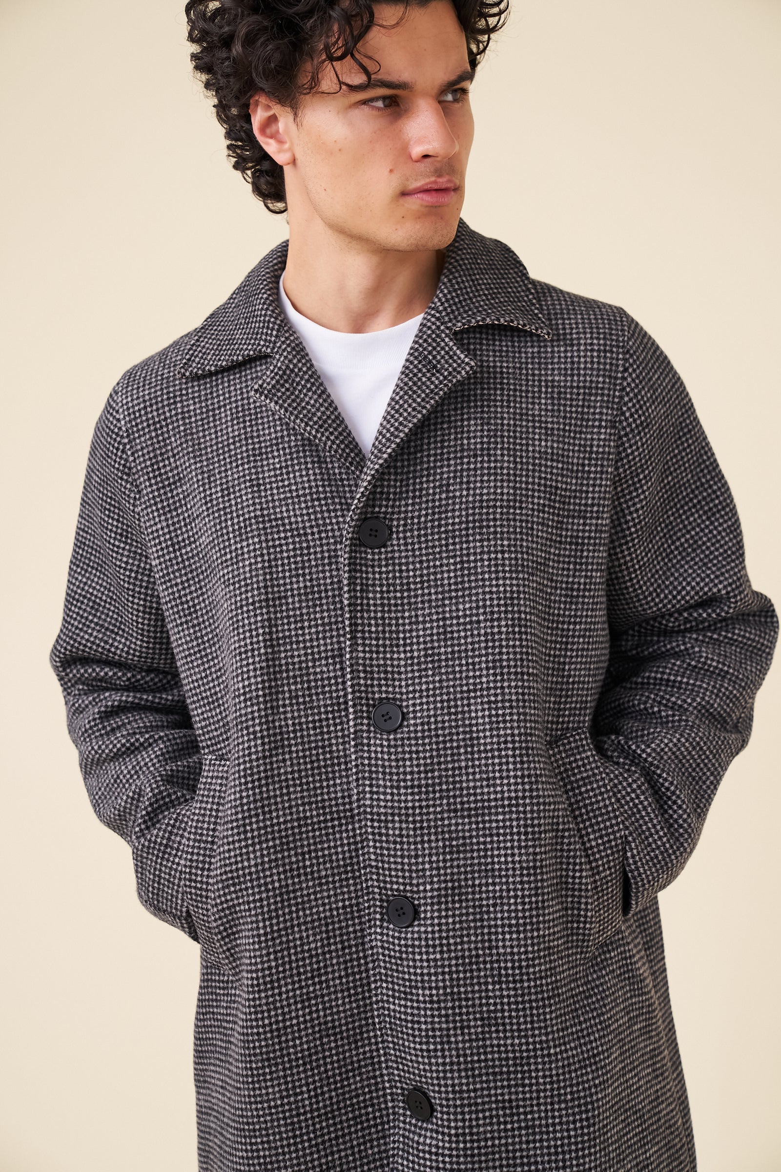 TRIBECA DOGTOOTH WOOL COAT - CHARC BLACK - Image 6
