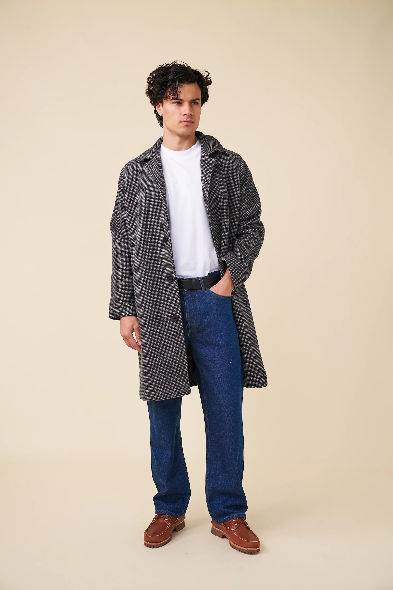 TRIBECA DOGTOOTH WOOL COAT - CHARC BLACK - Image 9