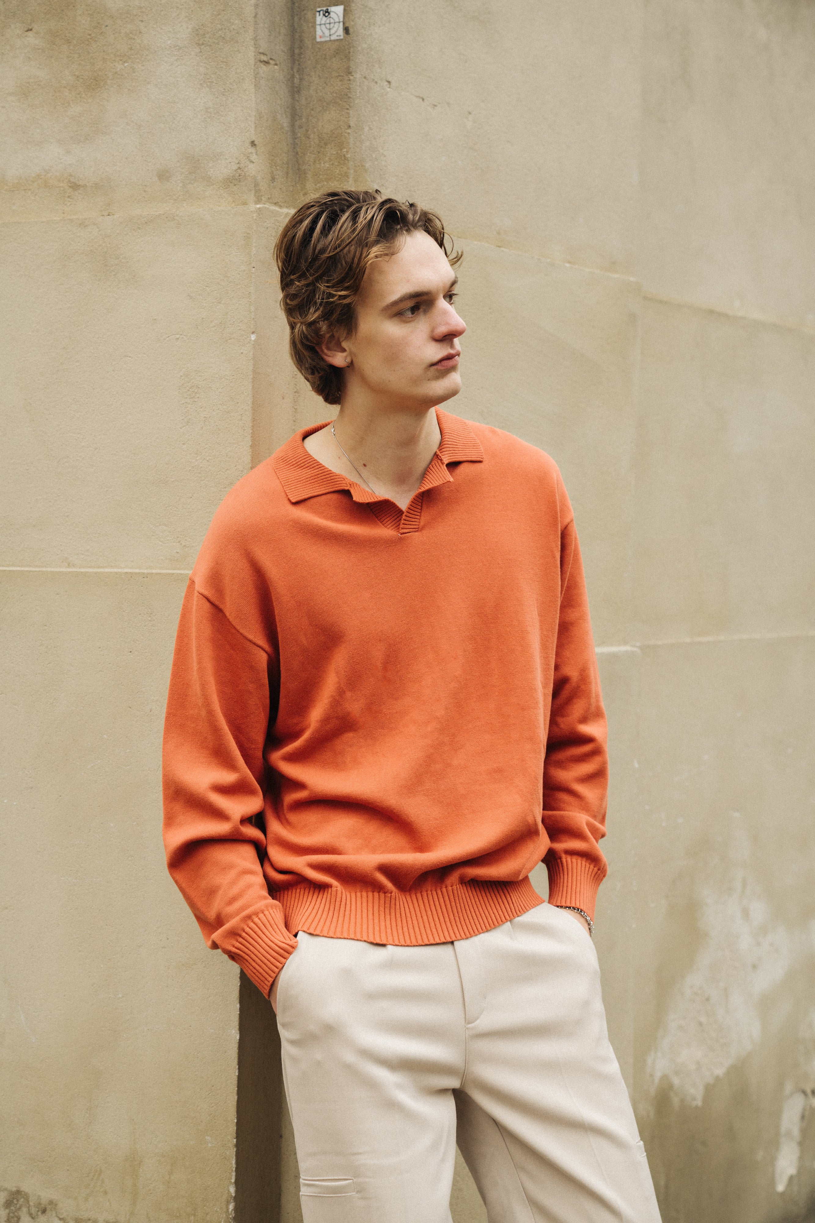 TROPEZ KNIT POLO SWEATER - ORANGE - Image 2