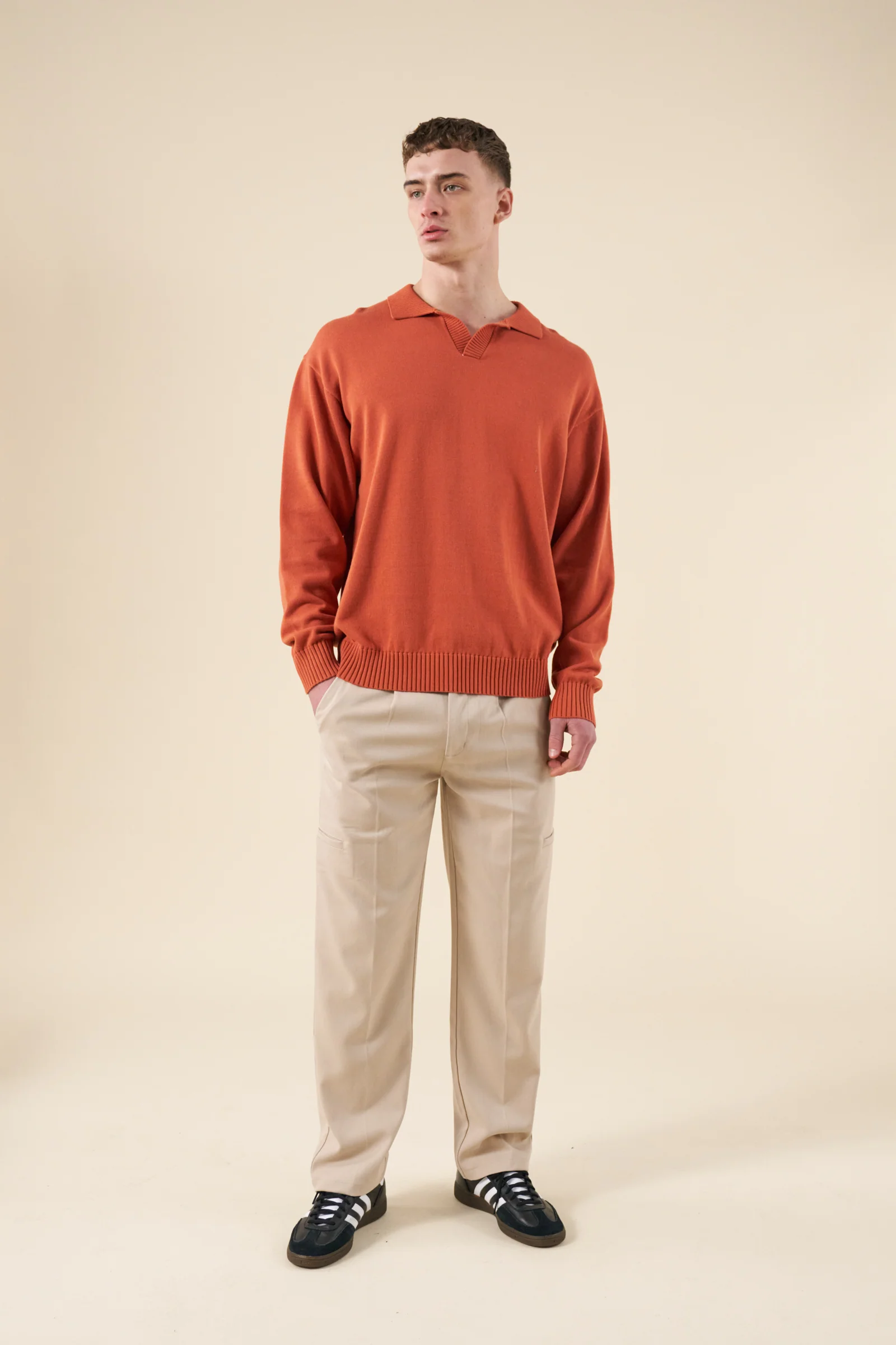 TROPEZ KNIT POLO SWEATER - ORANGE - Image 3