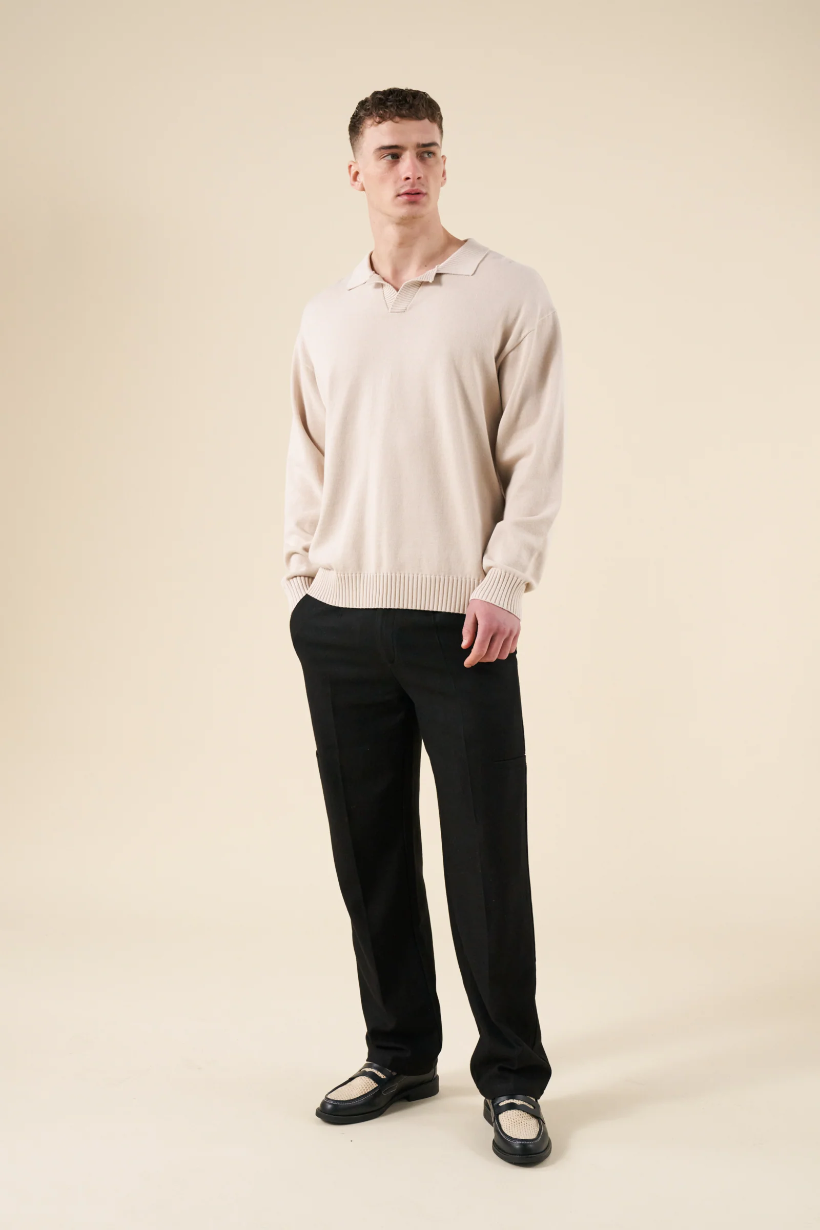 TROPEZ KNIT POLO SWEATER - STONE - Image 3