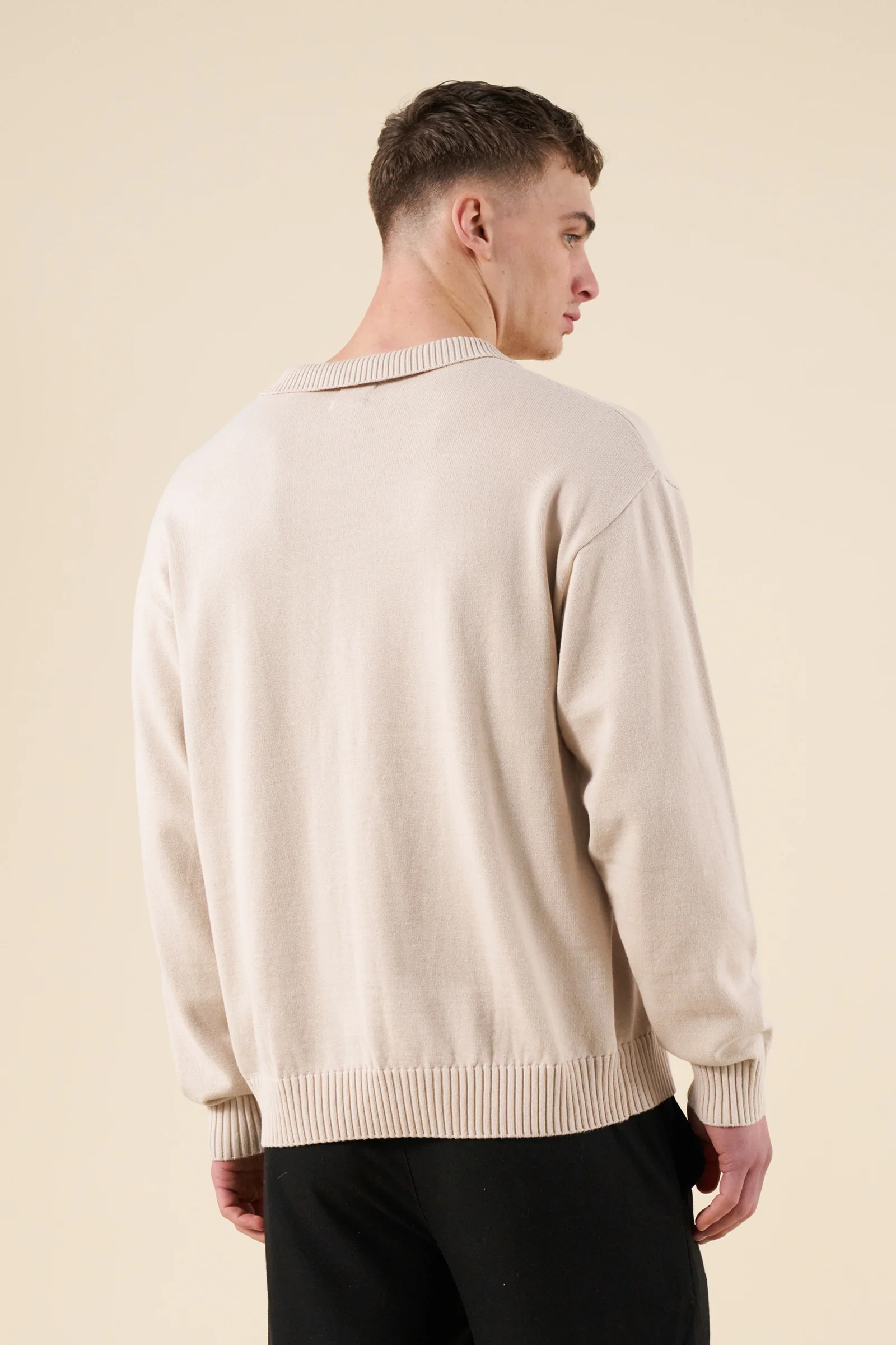 TROPEZ KNIT POLO SWEATER - STONE - Image 4
