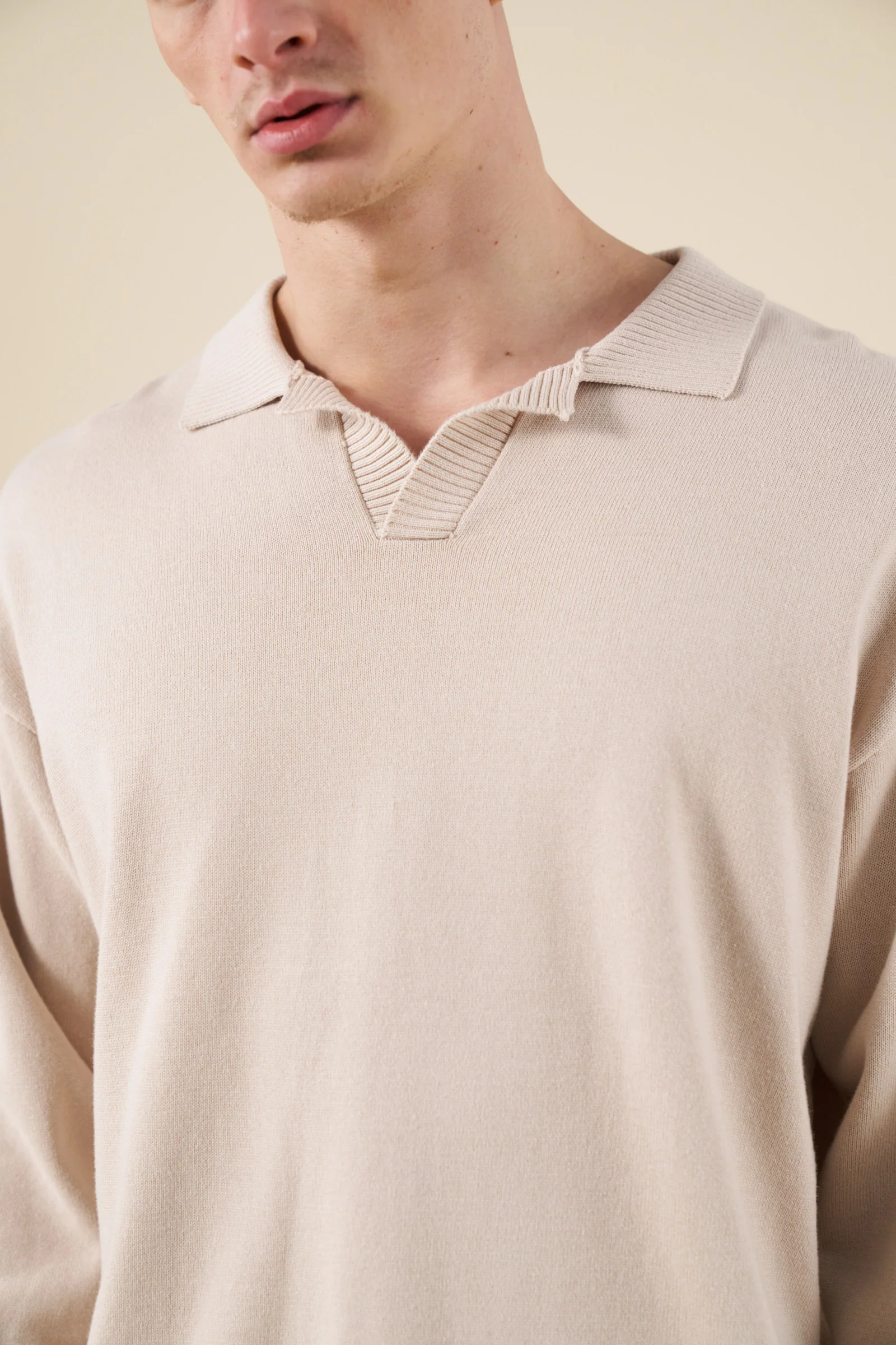 TROPEZ KNIT POLO SWEATER - STONE - Image 5