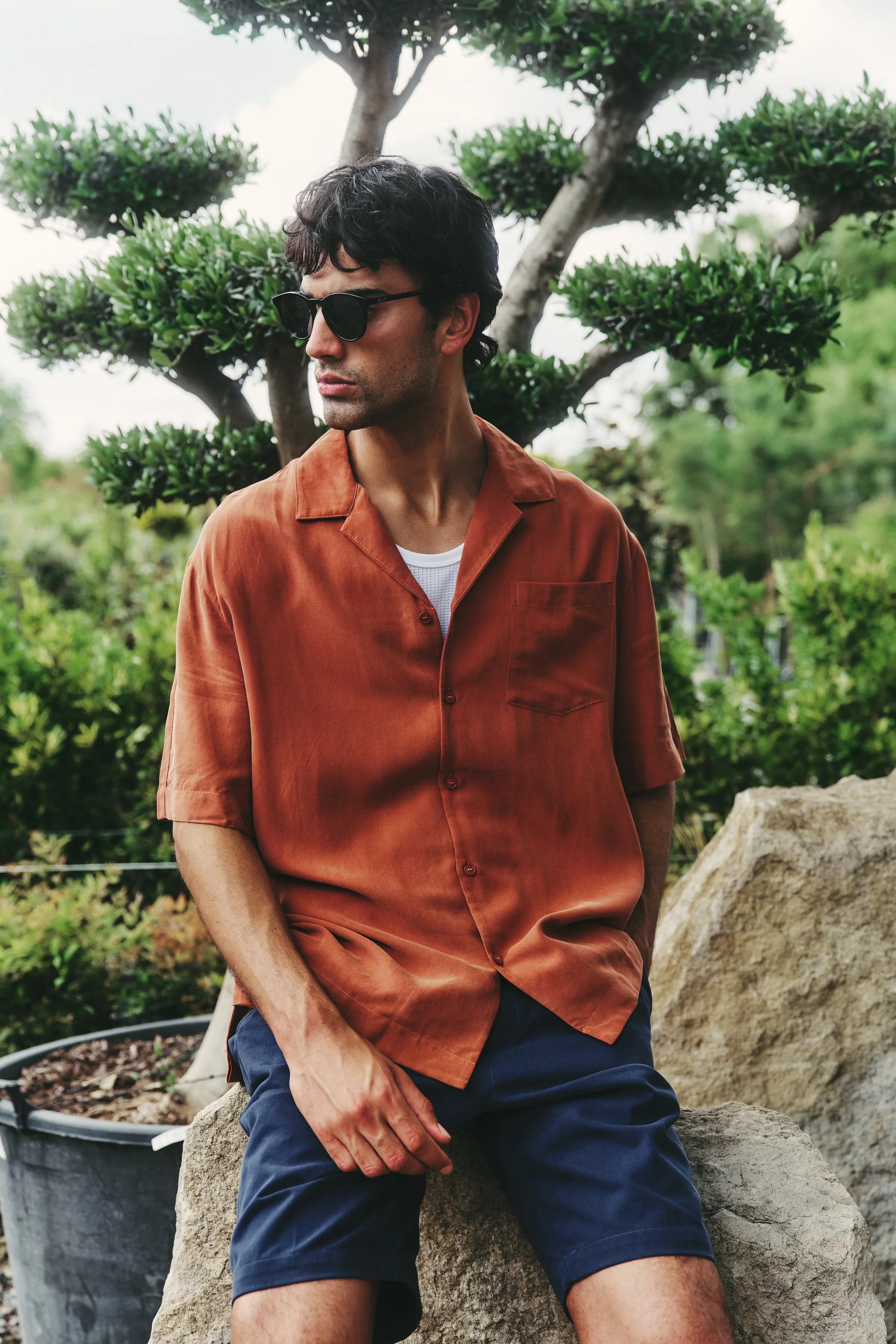 VINTAGE CUPRO CUBAN SHIRT - BURNT ORANGE - Image 2