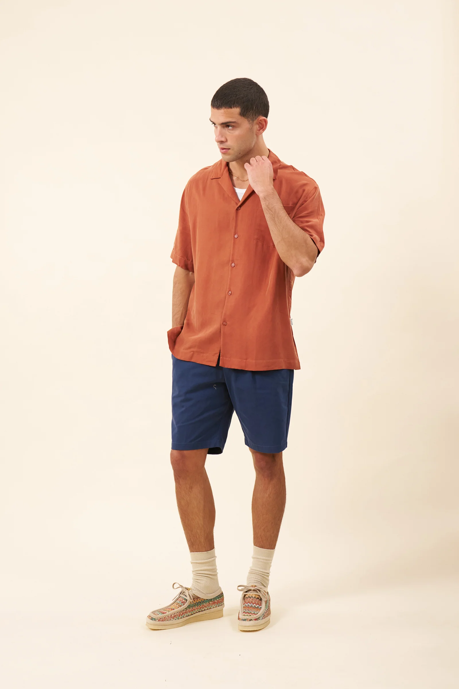 VINTAGE CUPRO CUBAN SHIRT - BURNT ORANGE - Image 3