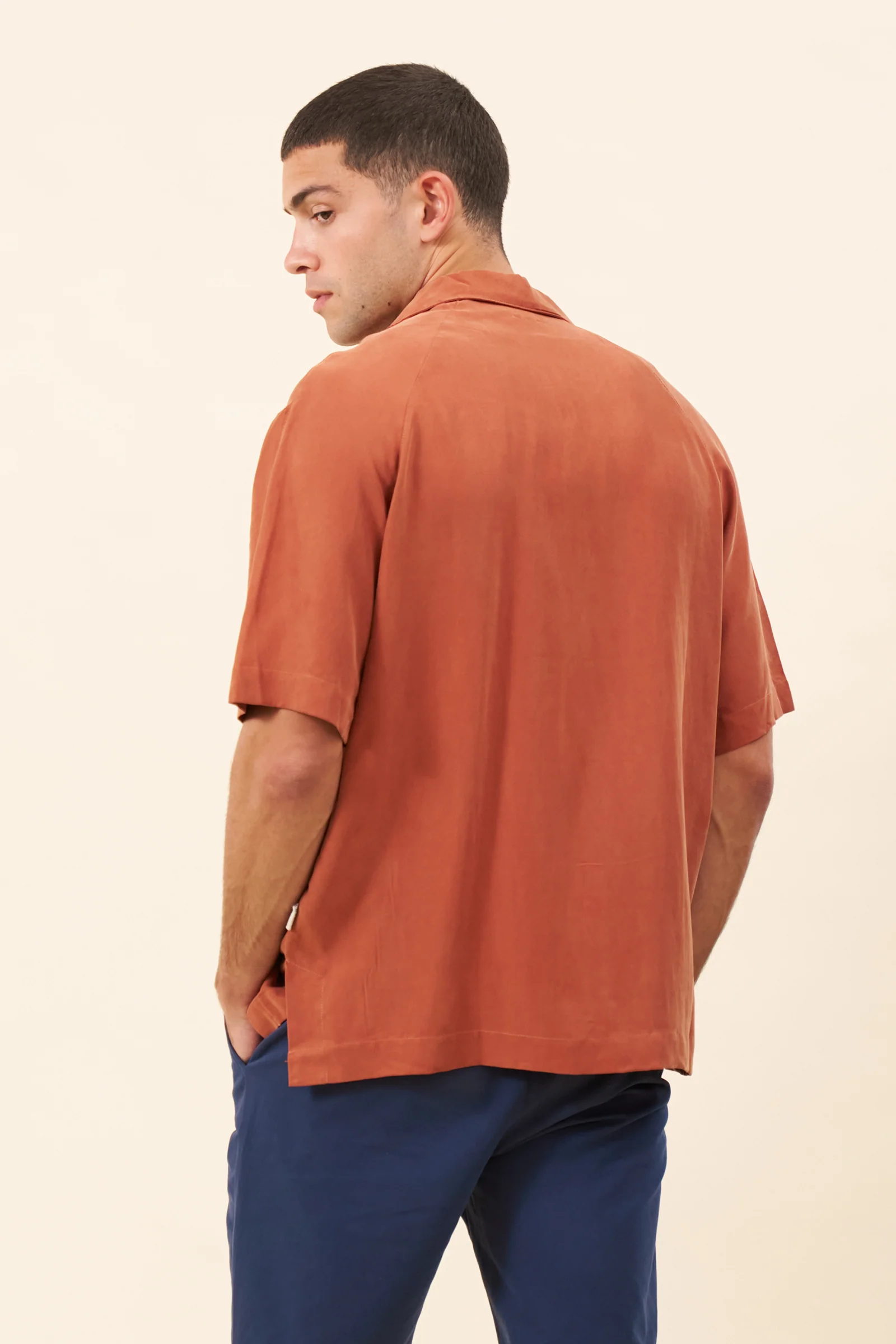 VINTAGE CUPRO CUBAN SHIRT - BURNT ORANGE - Image 4