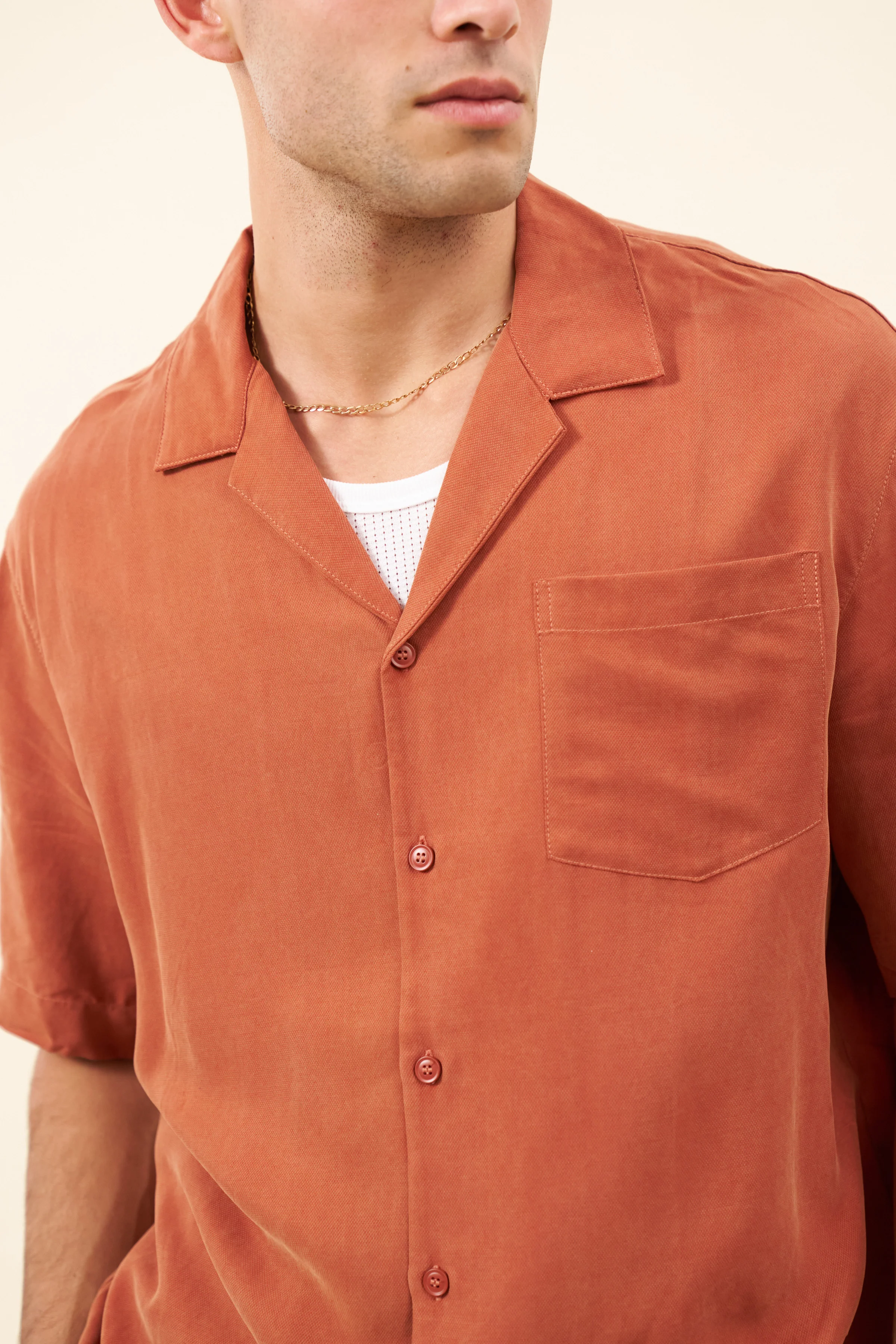 VINTAGE CUPRO CUBAN SHIRT - BURNT ORANGE - Image 5