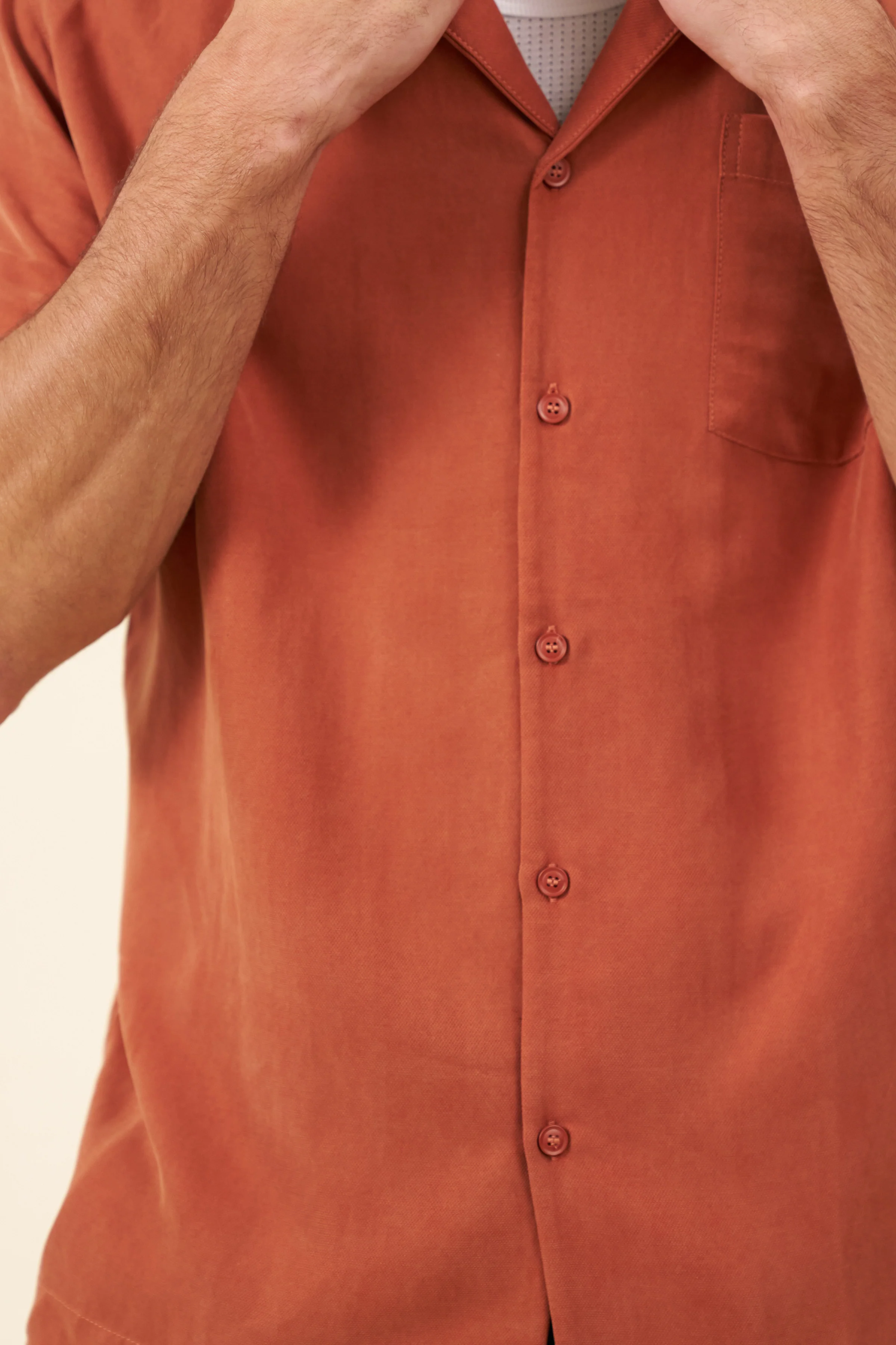 VINTAGE CUPRO CUBAN SHIRT - BURNT ORANGE - Image 6