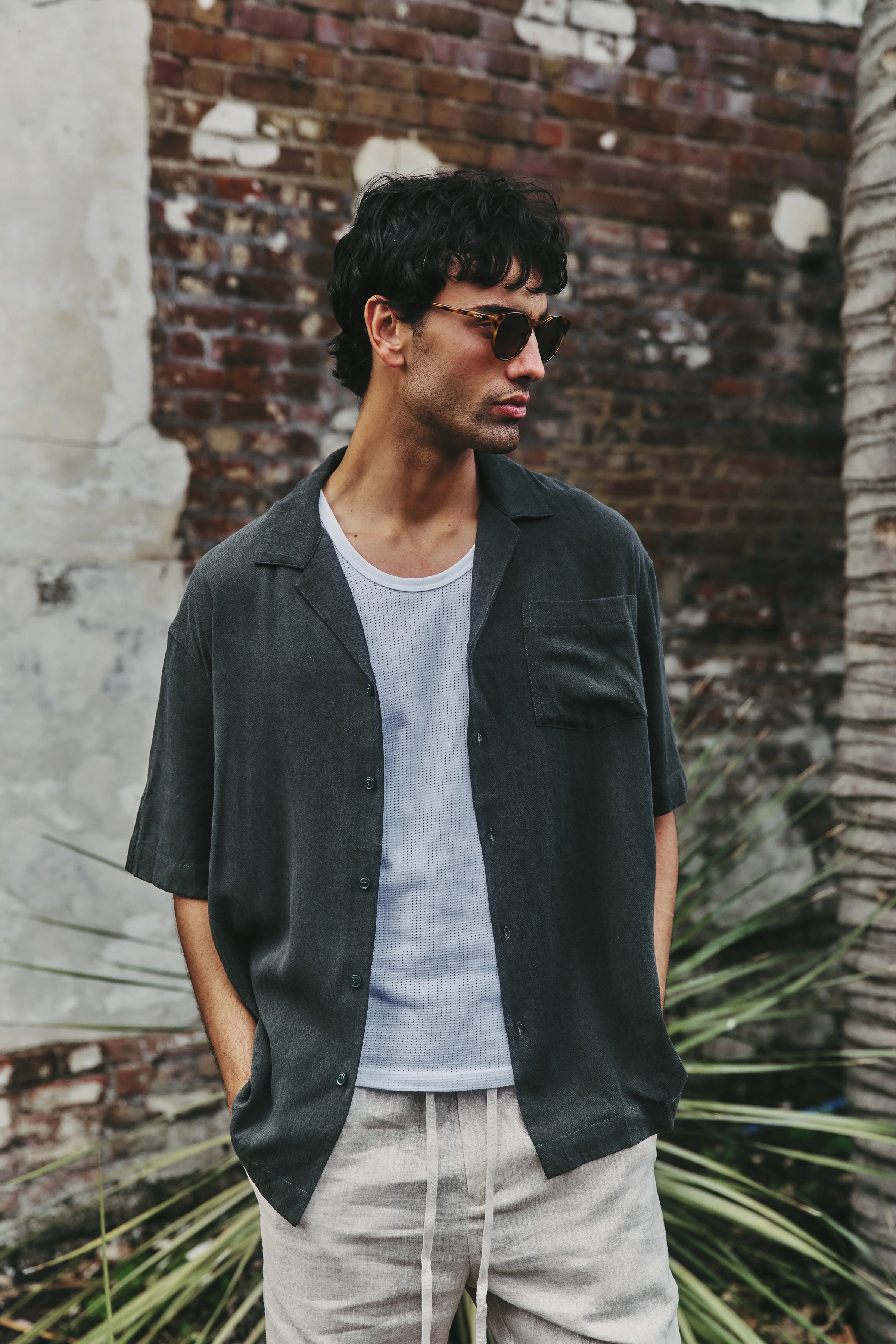 VINTAGE CUPRO CUBAN SHIRT - FOREST - Image 2