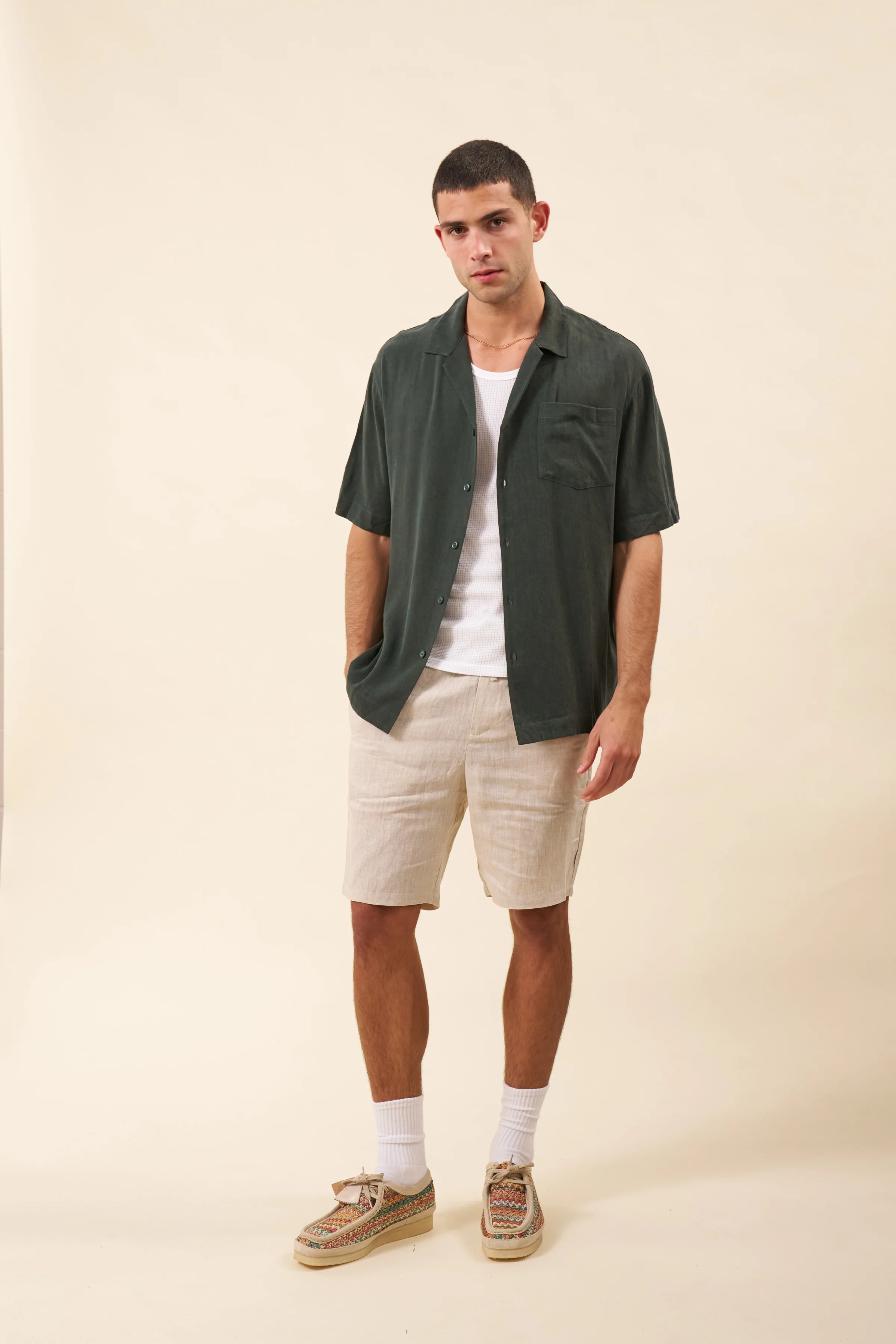VINTAGE CUPRO CUBAN SHIRT - FOREST - Image 3