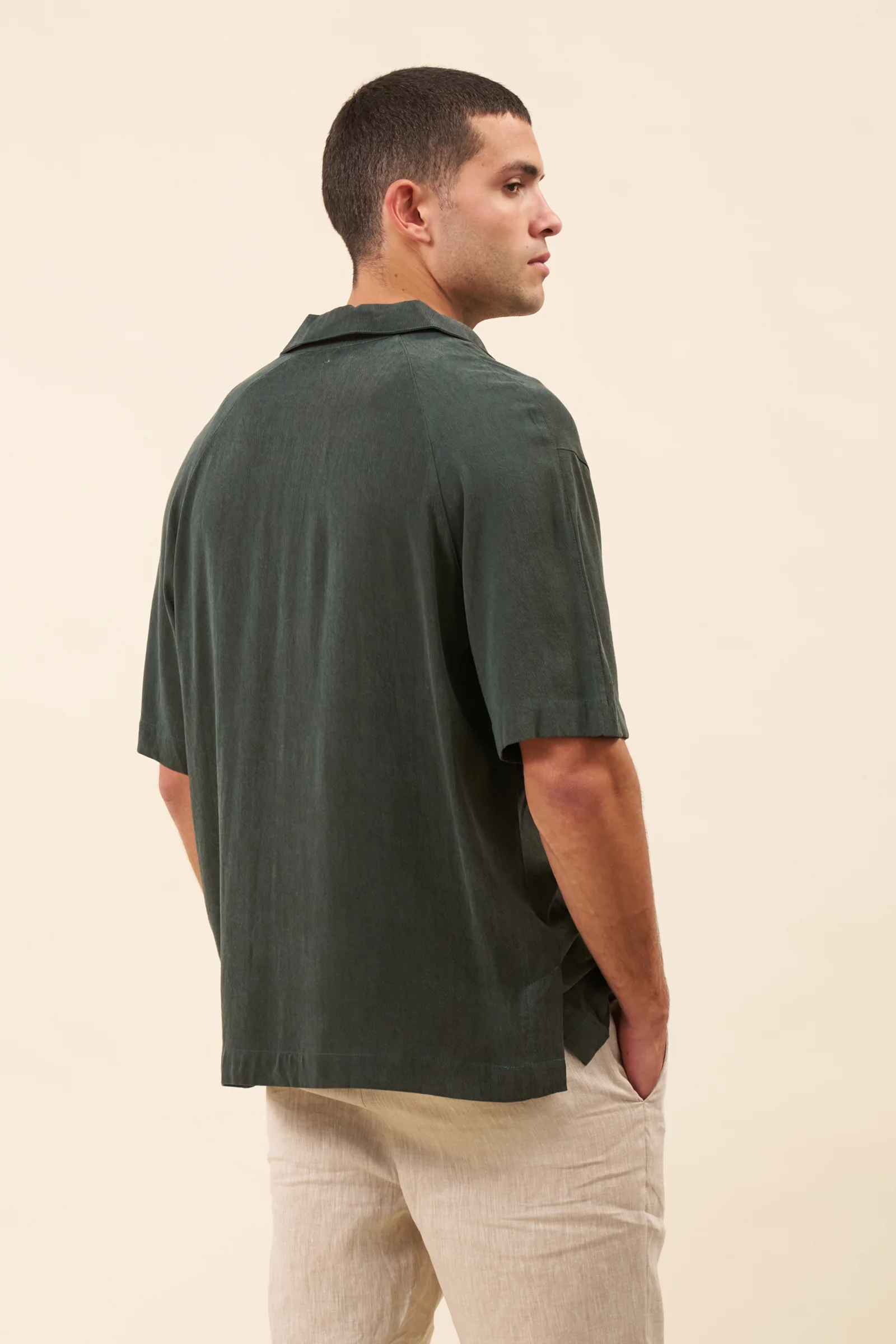 VINTAGE CUPRO CUBAN SHIRT - FOREST - Image 4