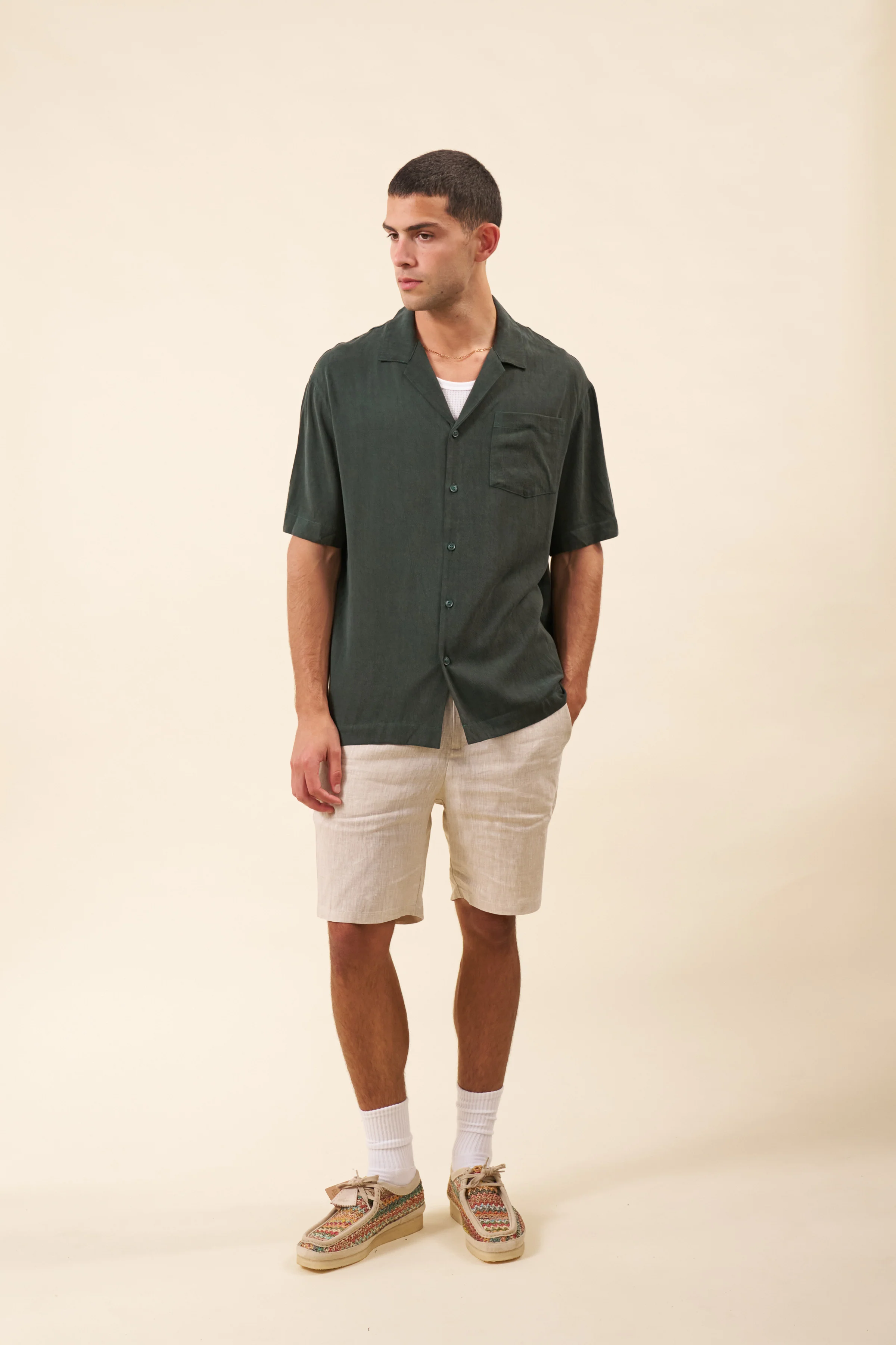 VINTAGE CUPRO CUBAN SHIRT - FOREST - Image 5