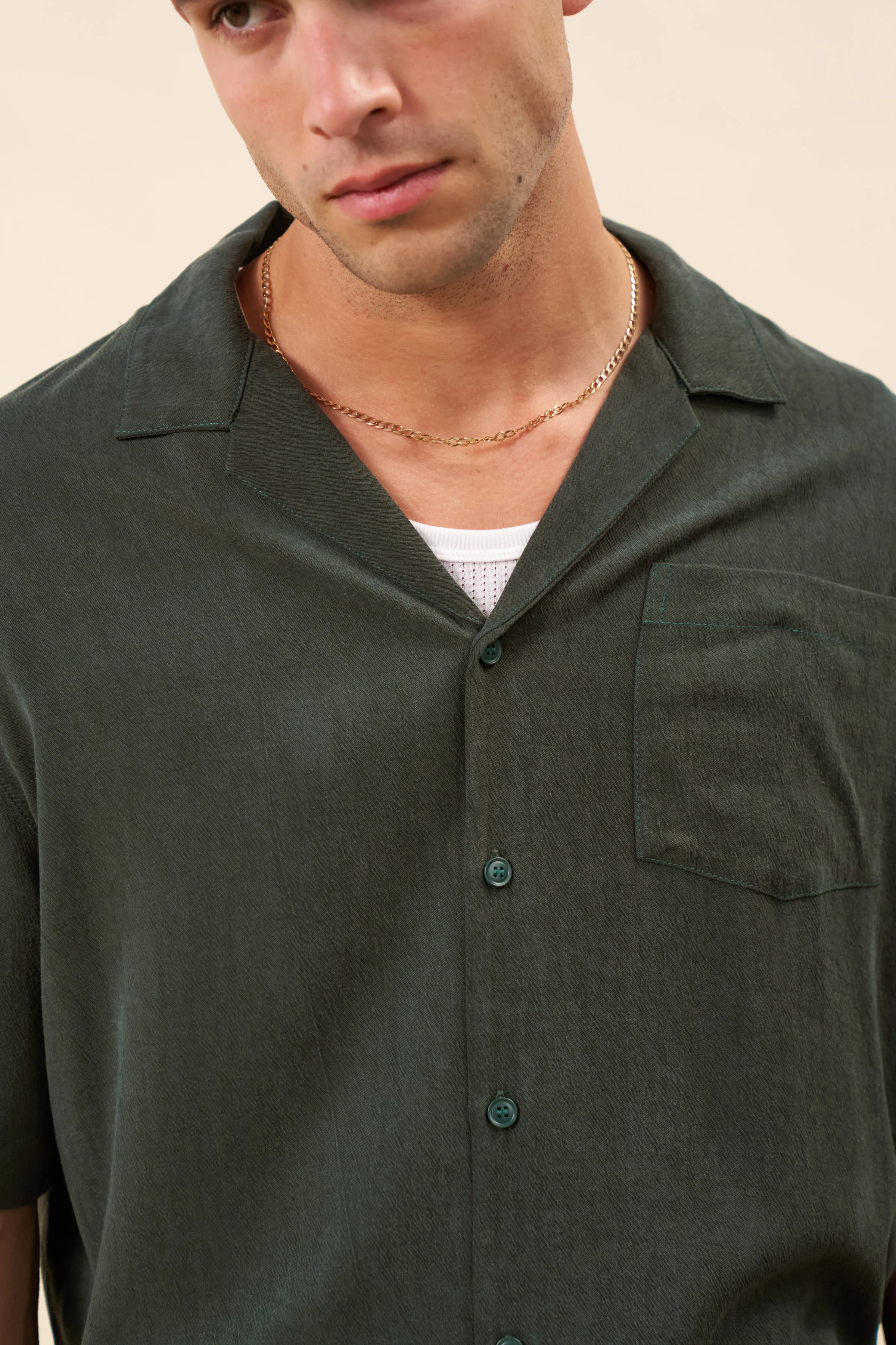VINTAGE CUPRO CUBAN SHIRT - FOREST - Image 6
