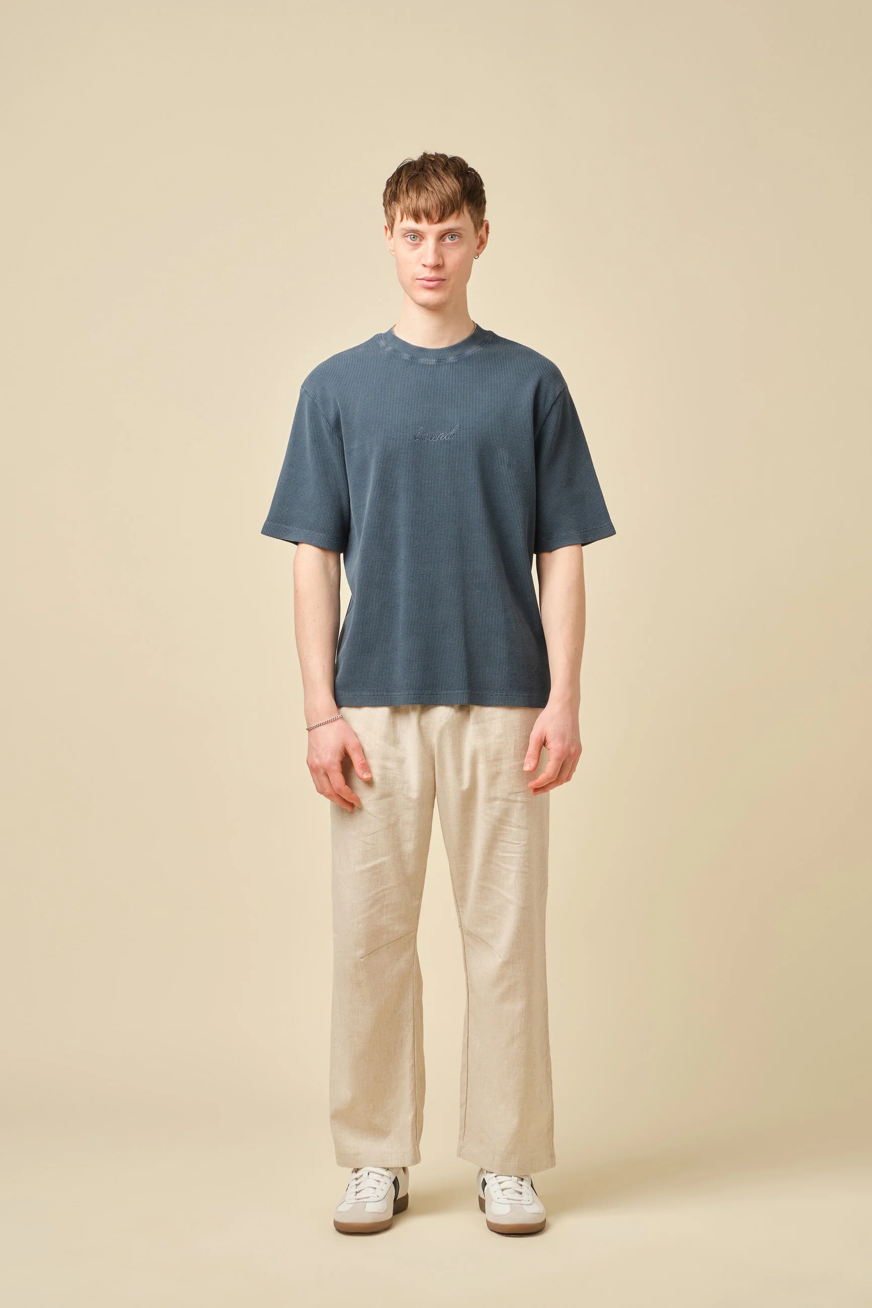 VINTAGE WASHED WAFFLE TEE - NAVY - Image 3