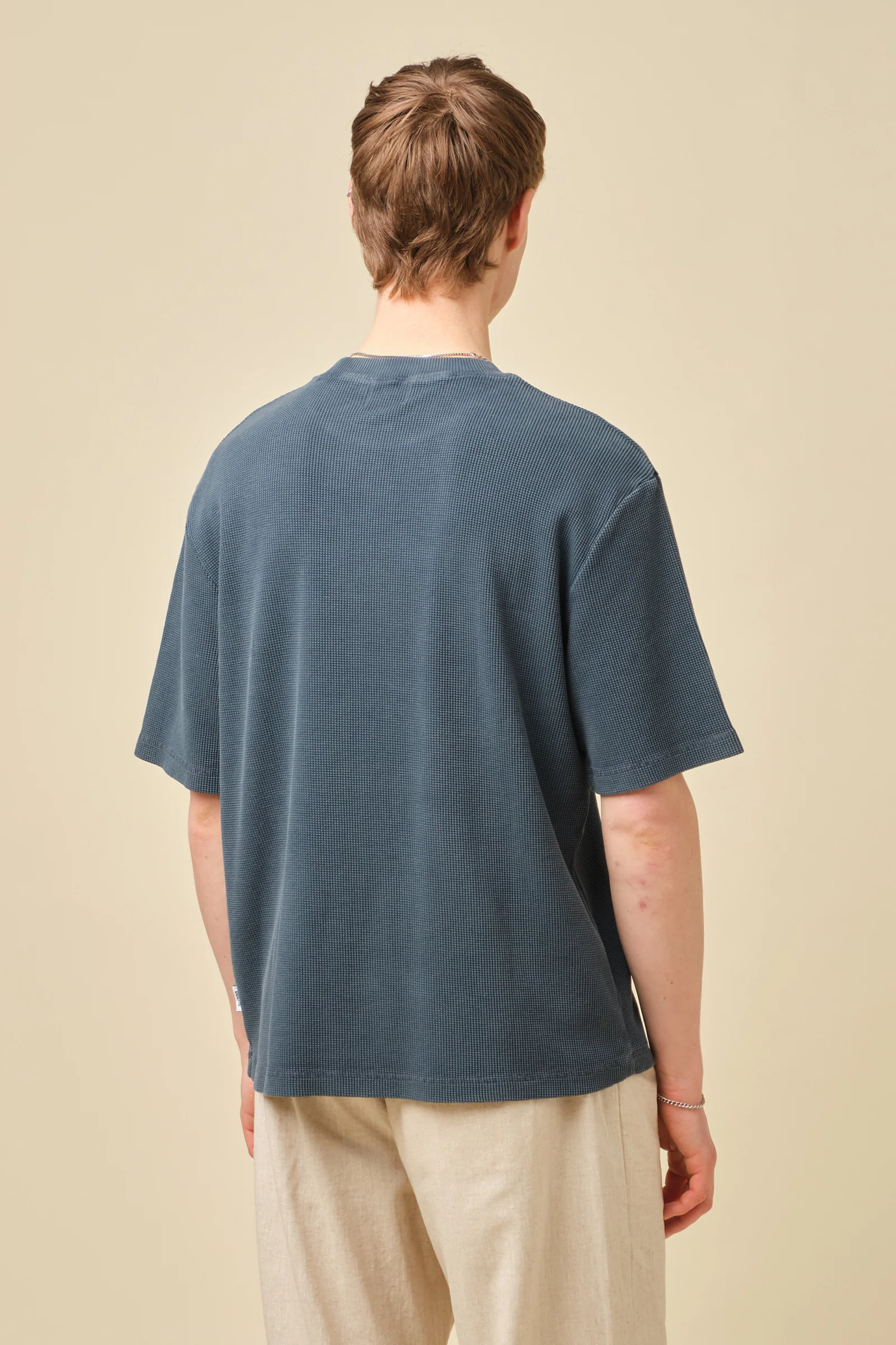 VINTAGE WASHED WAFFLE TEE - NAVY - Image 4