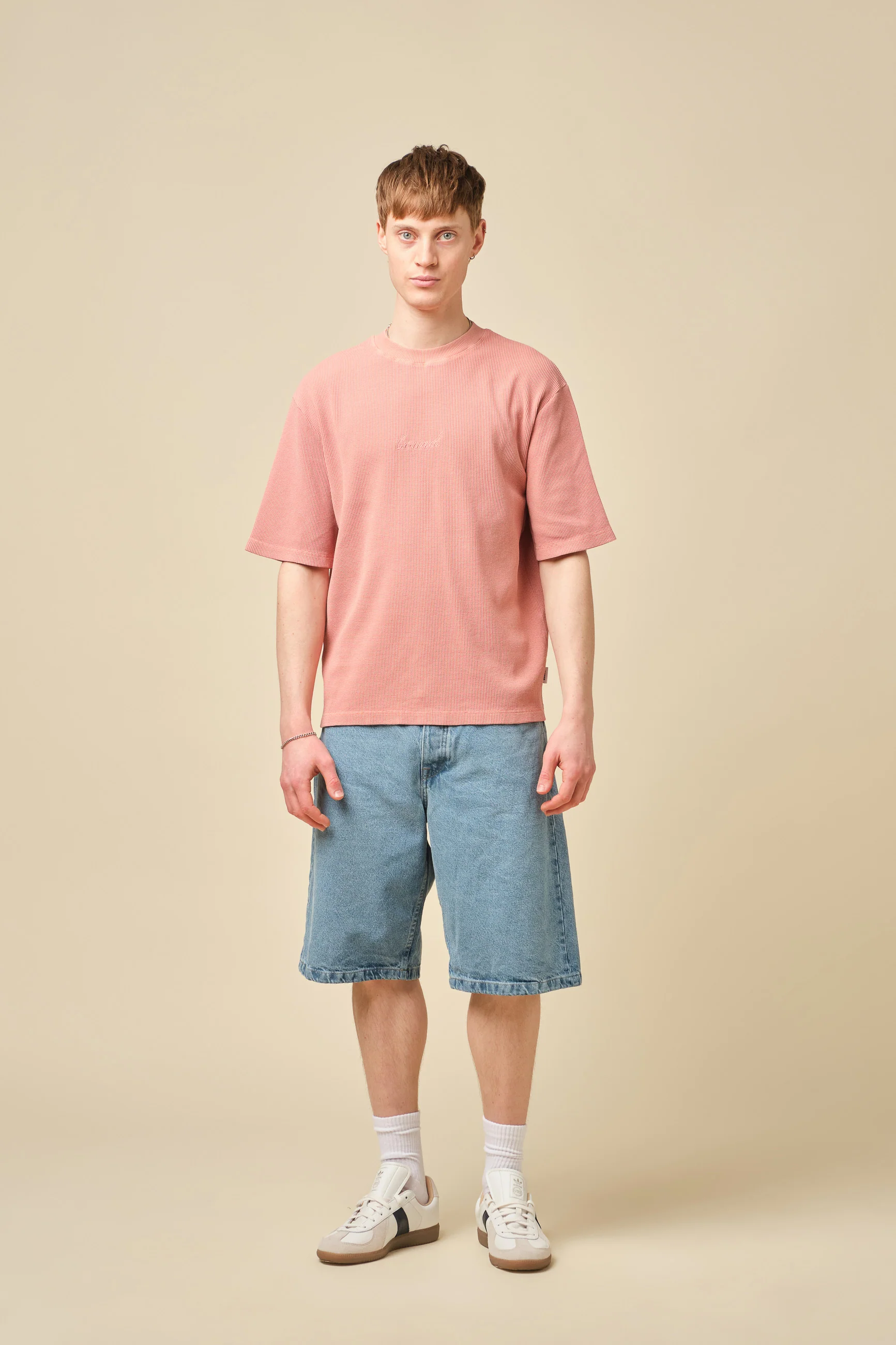 VINTAGE WASHED WAFFLE TEE - PINK - Image 3