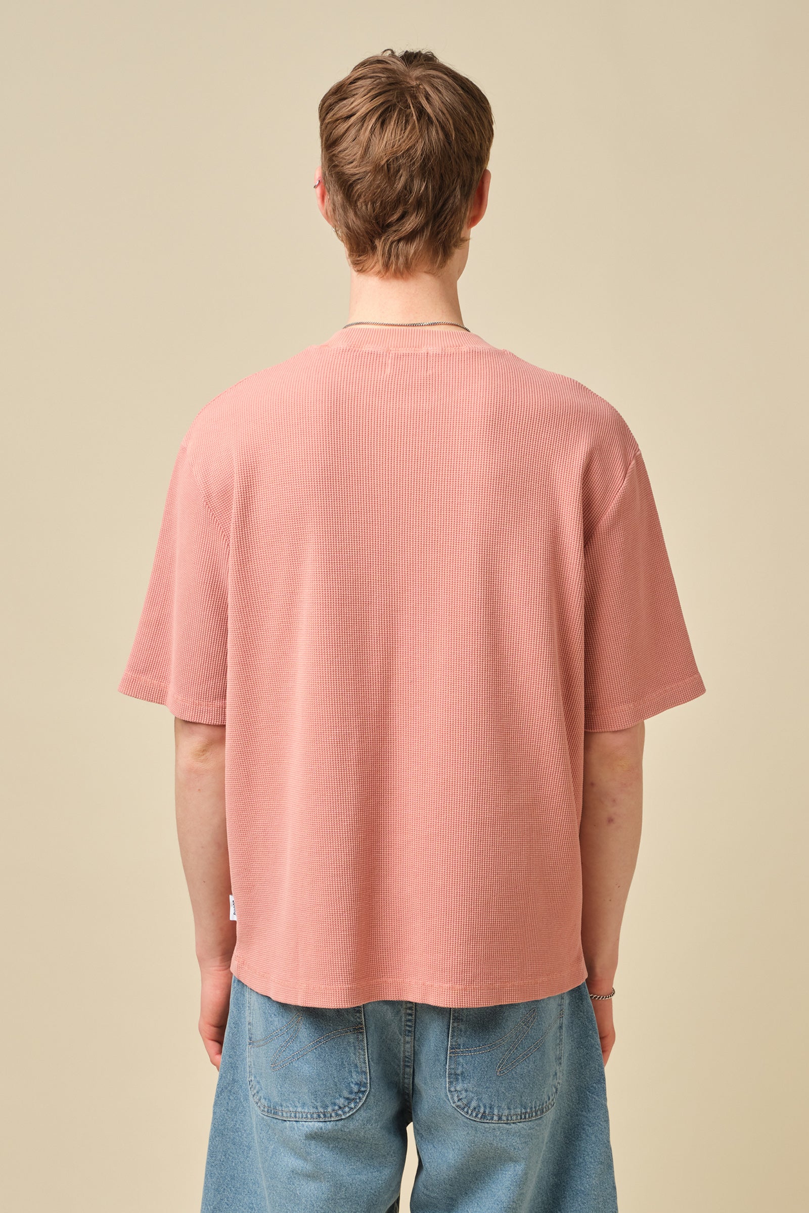 VINTAGE WASHED WAFFLE TEE - PINK - Image 4