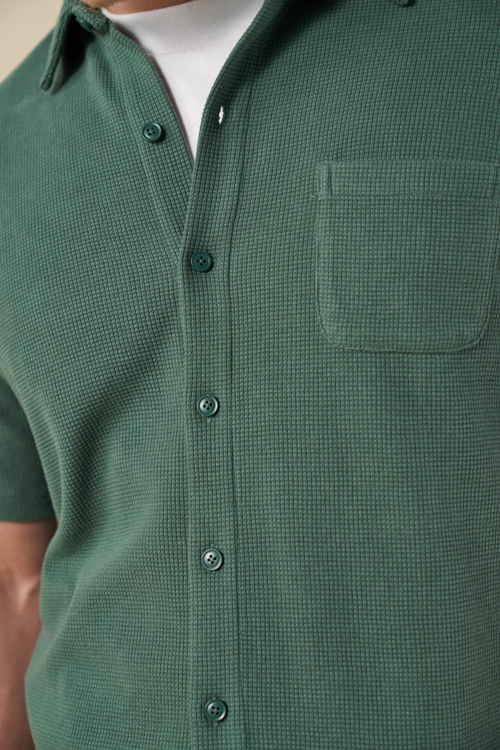 WAFFLE WOVEN POLO - HUNTER GREEN - Image 6