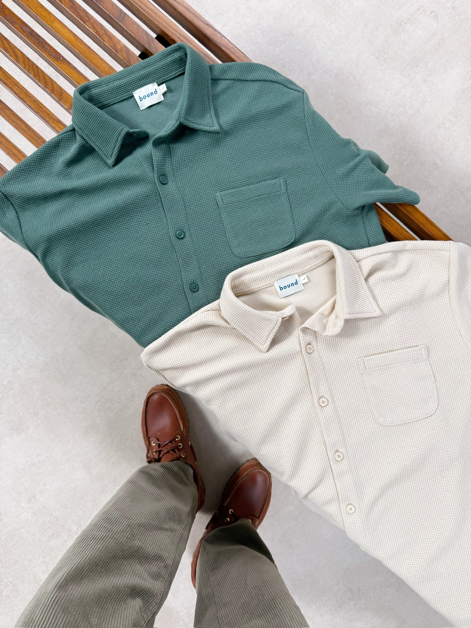 WAFFLE WOVEN POLO - HUNTER GREEN - Image 9