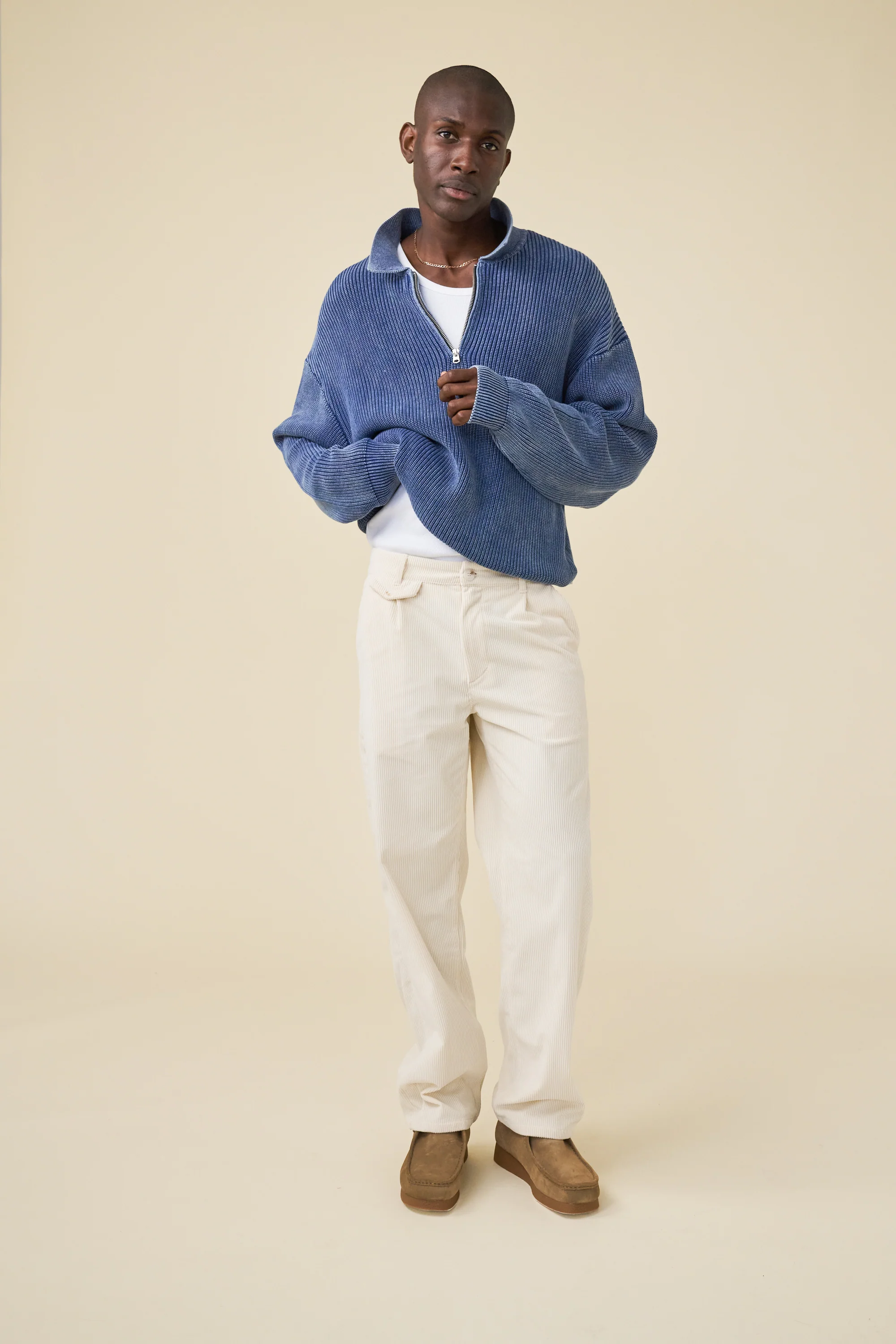 RELAXED CORDUROY TROUSER - LIGHT CREAM - Image 7