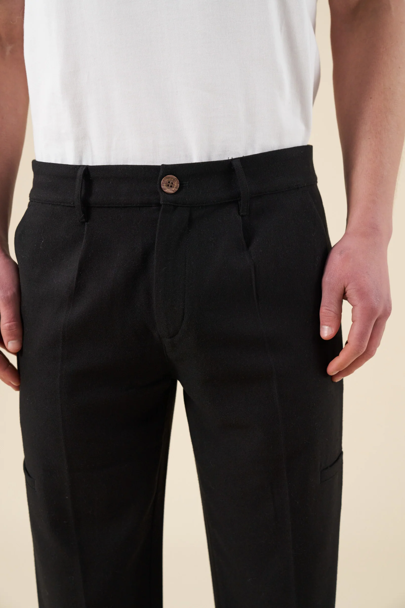 TAPERED CASUAL TROUSER - BLACK - Image 6