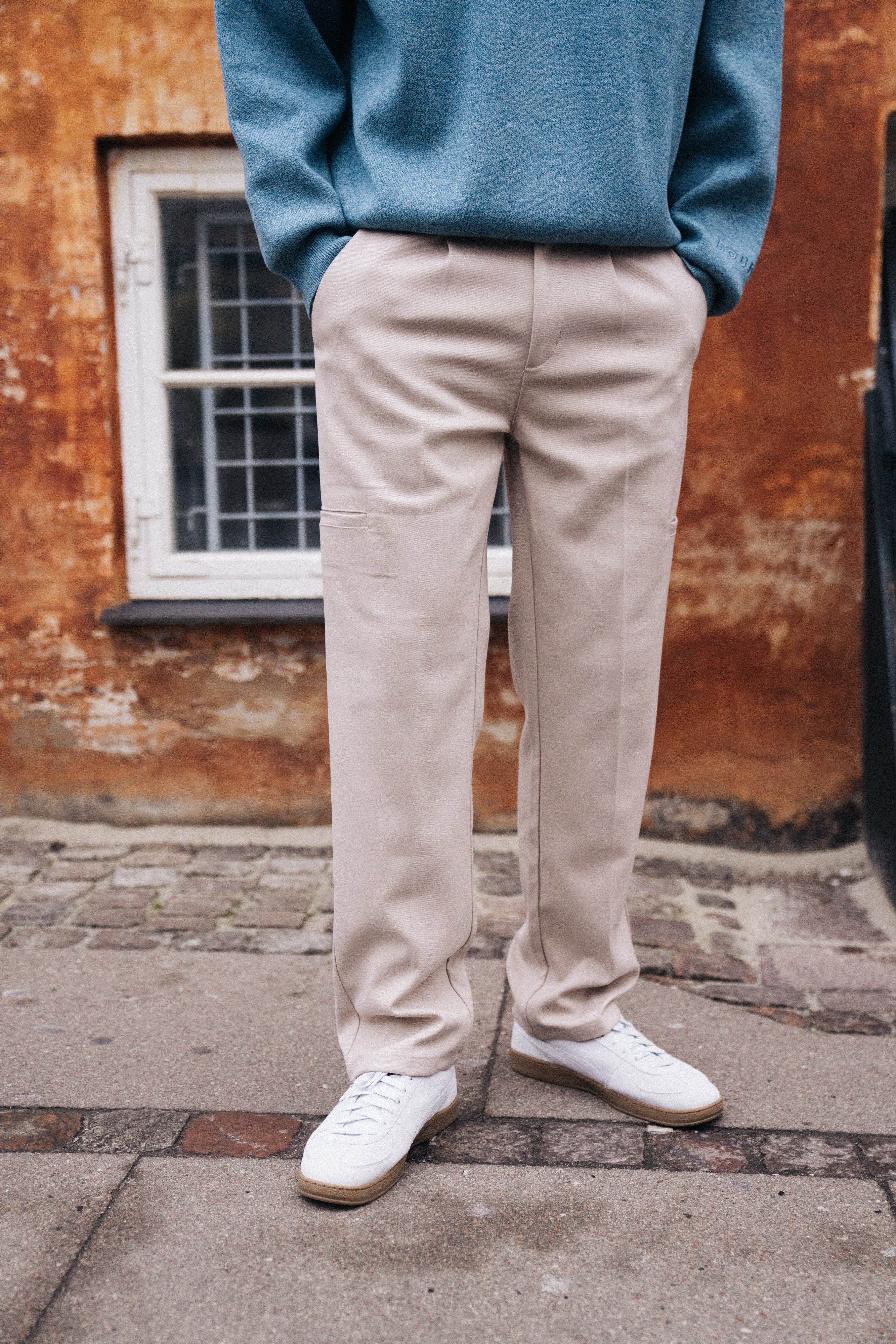 TAPERED CASUAL TROUSER - CREAM - Image 2