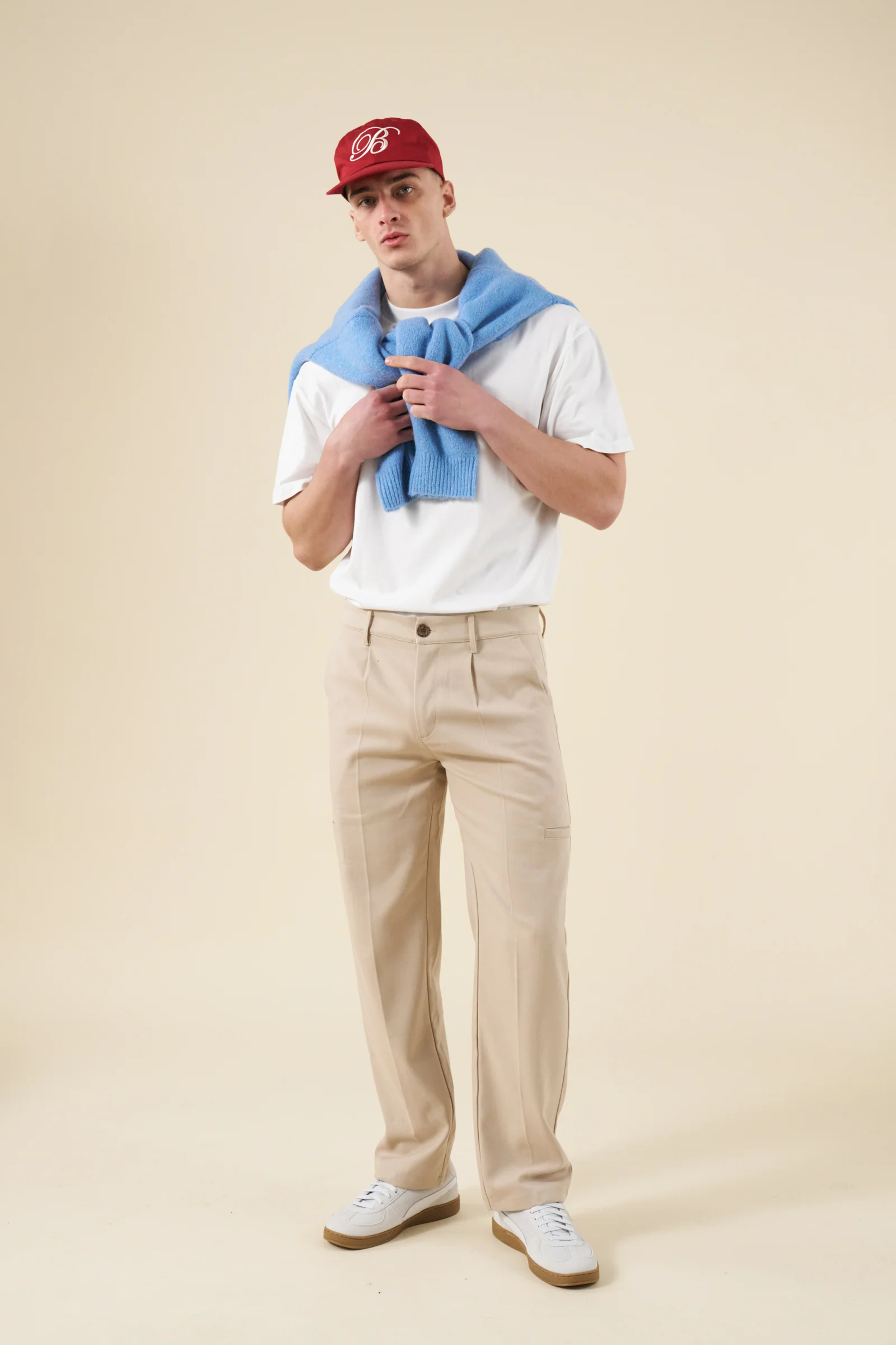 TAPERED CASUAL TROUSER - CREAM - Image 3