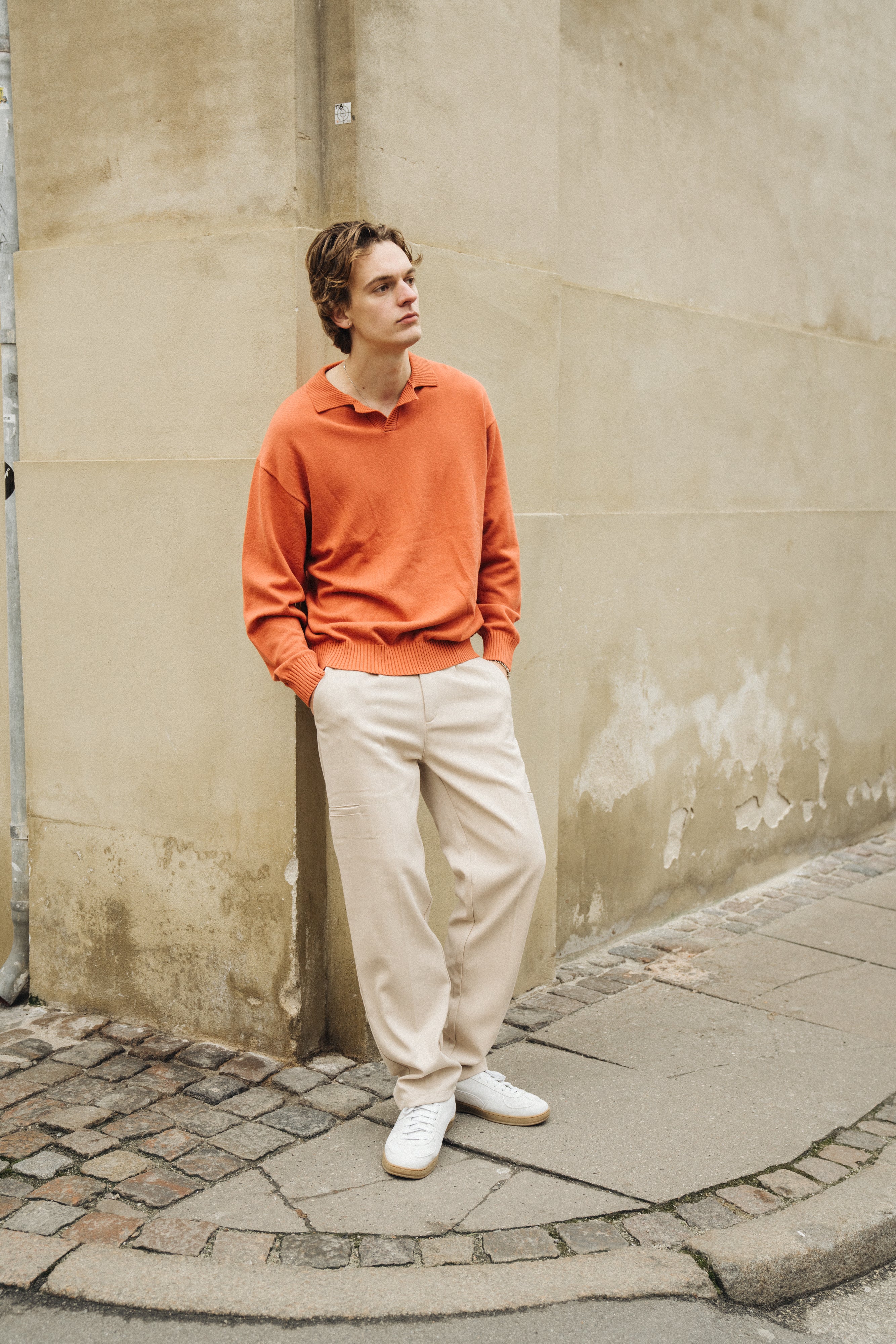 TAPERED CASUAL TROUSER - CREAM - Image 8