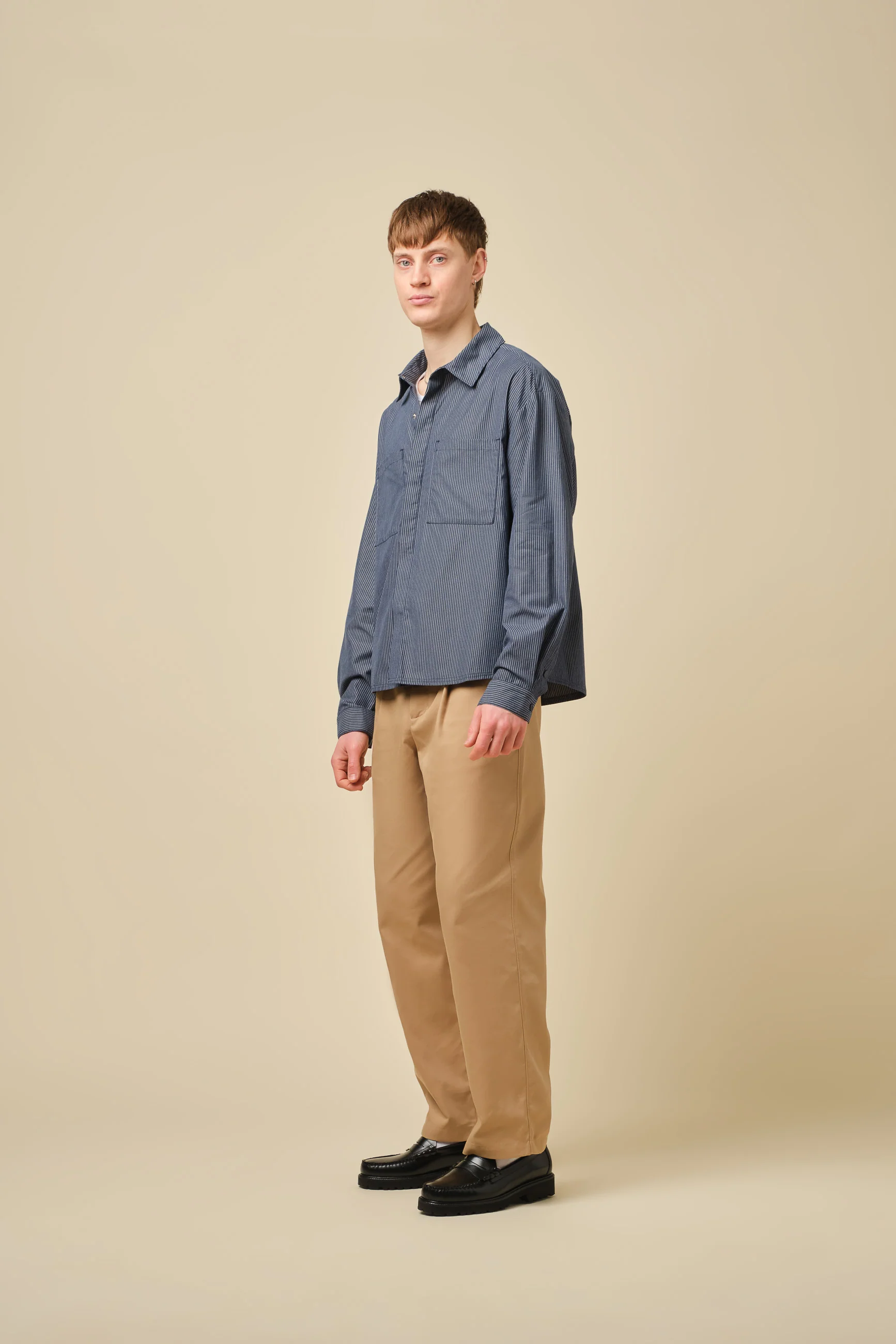 WIDE PLEATED TROUSERS - CAMEL - Image 6