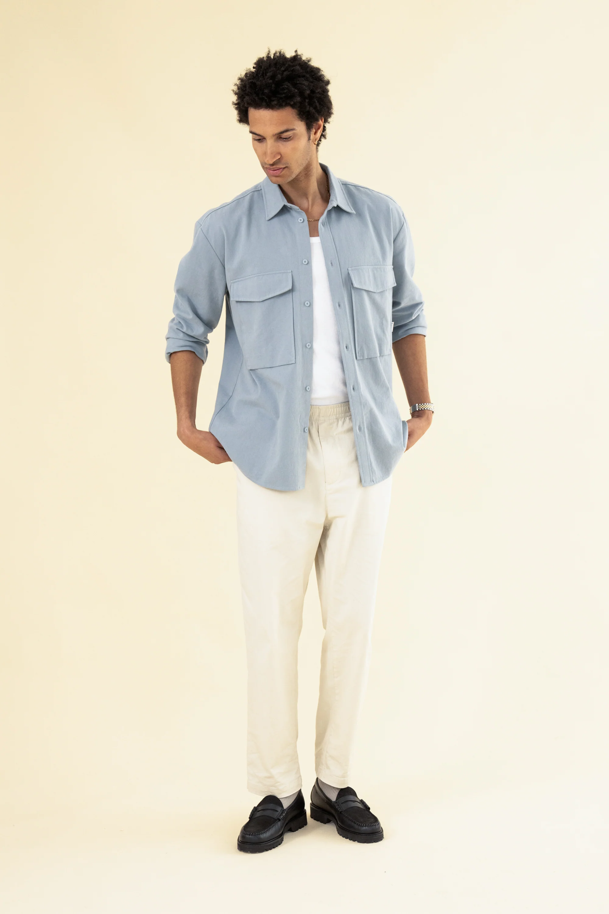 WILLIAM STAPLE COTTON TROUSER - ECRU - Image 3