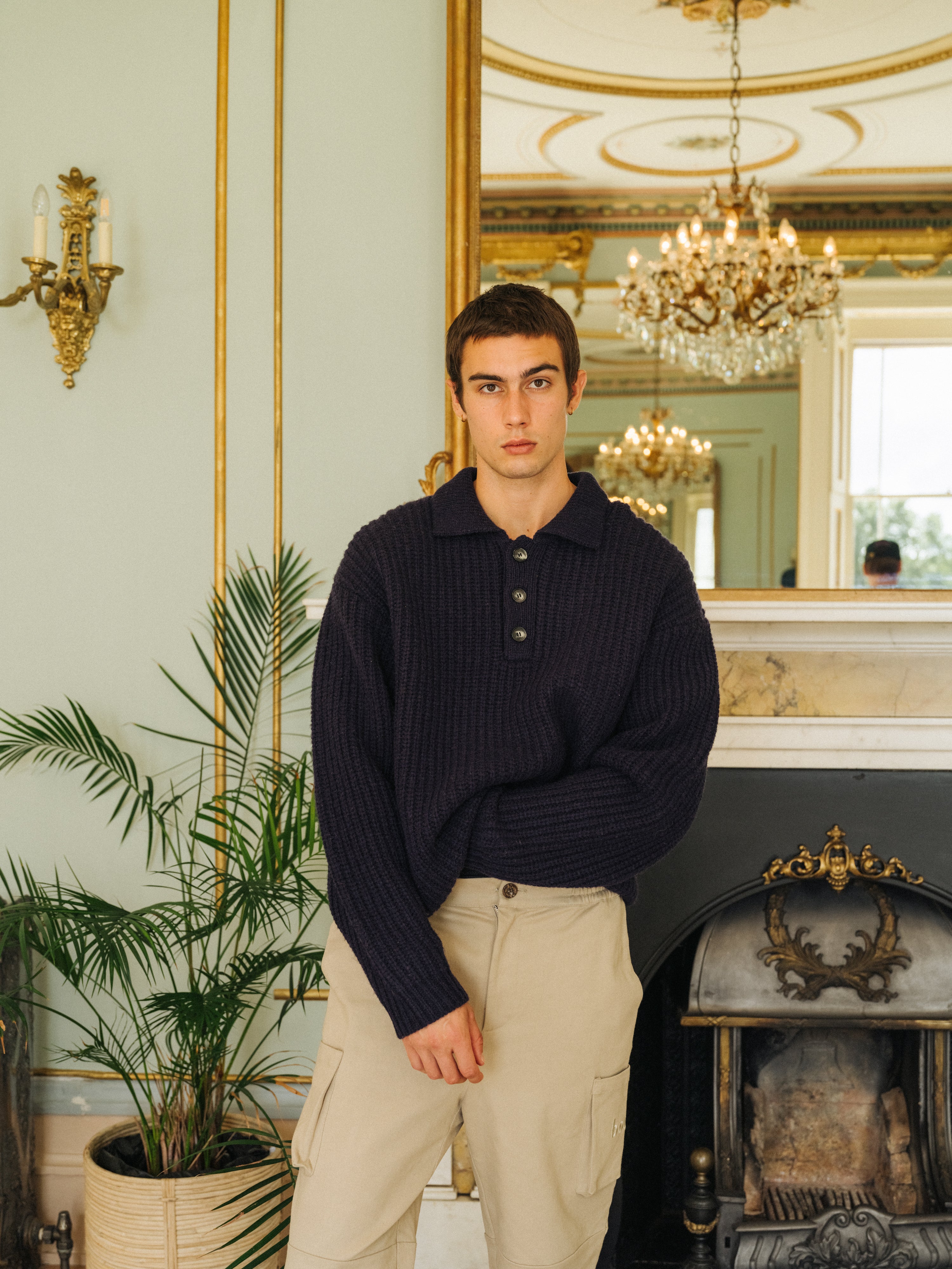 WOOL BUTTON POLO - OCEAN NAVY - Image 10