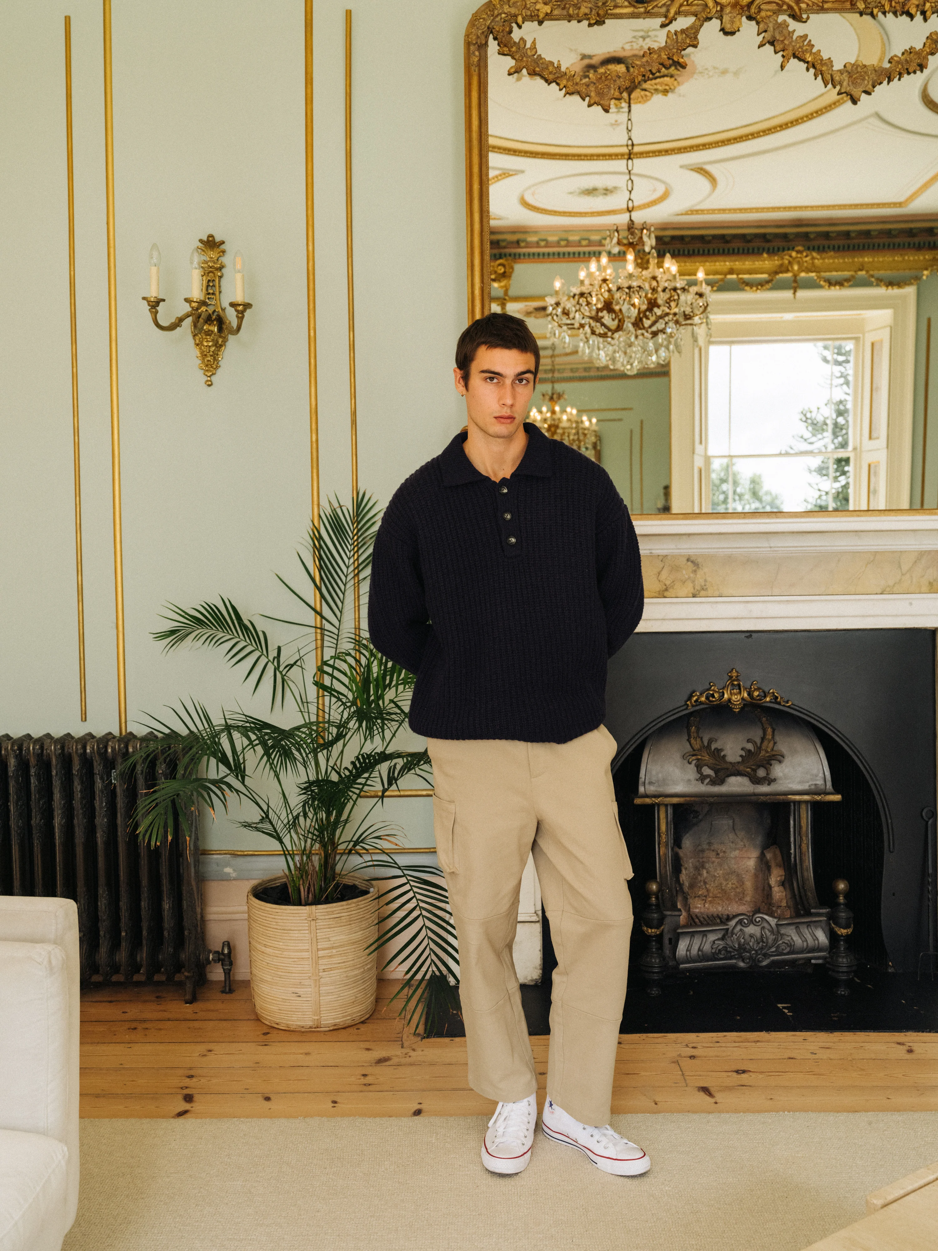 WOOL BUTTON POLO - OCEAN NAVY - Image 4