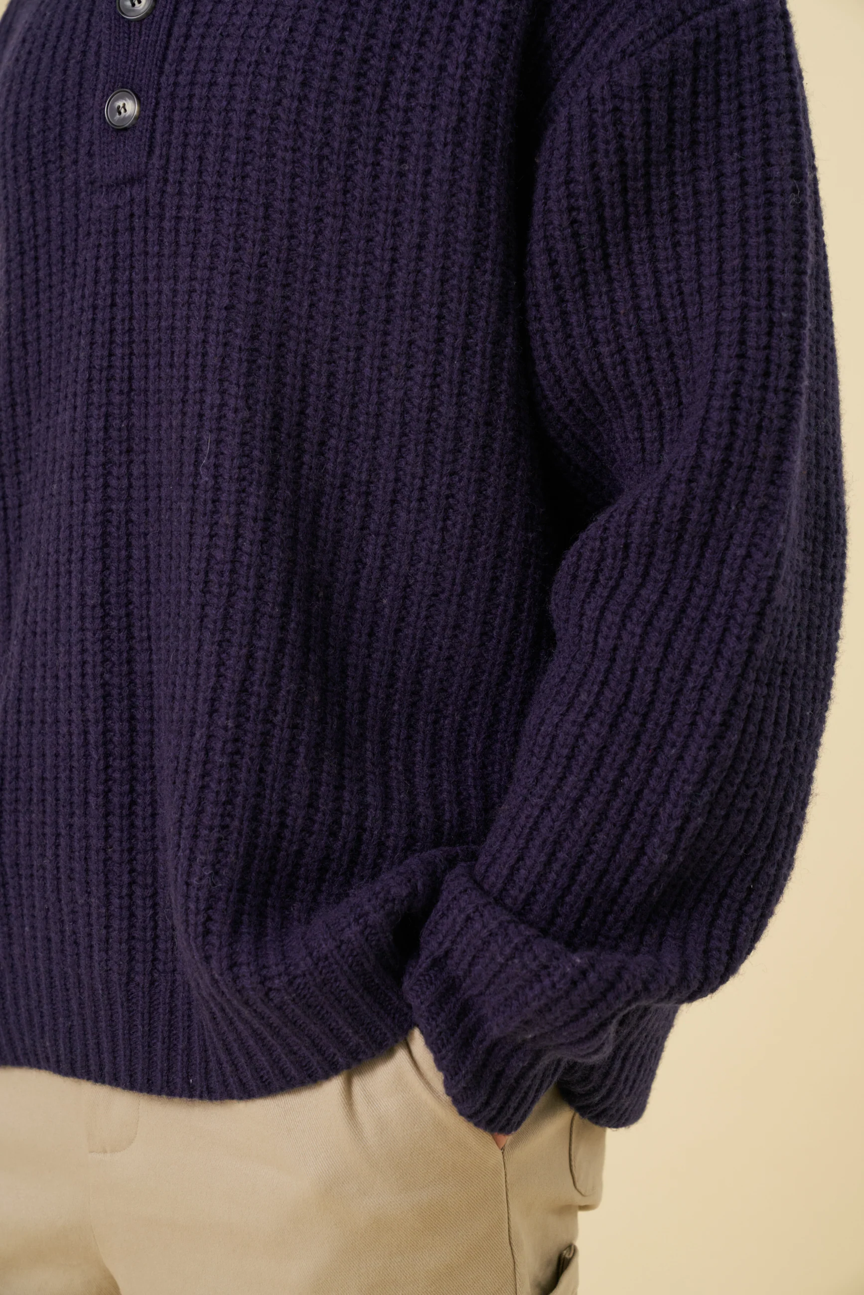 WOOL BUTTON POLO - OCEAN NAVY - Image 8