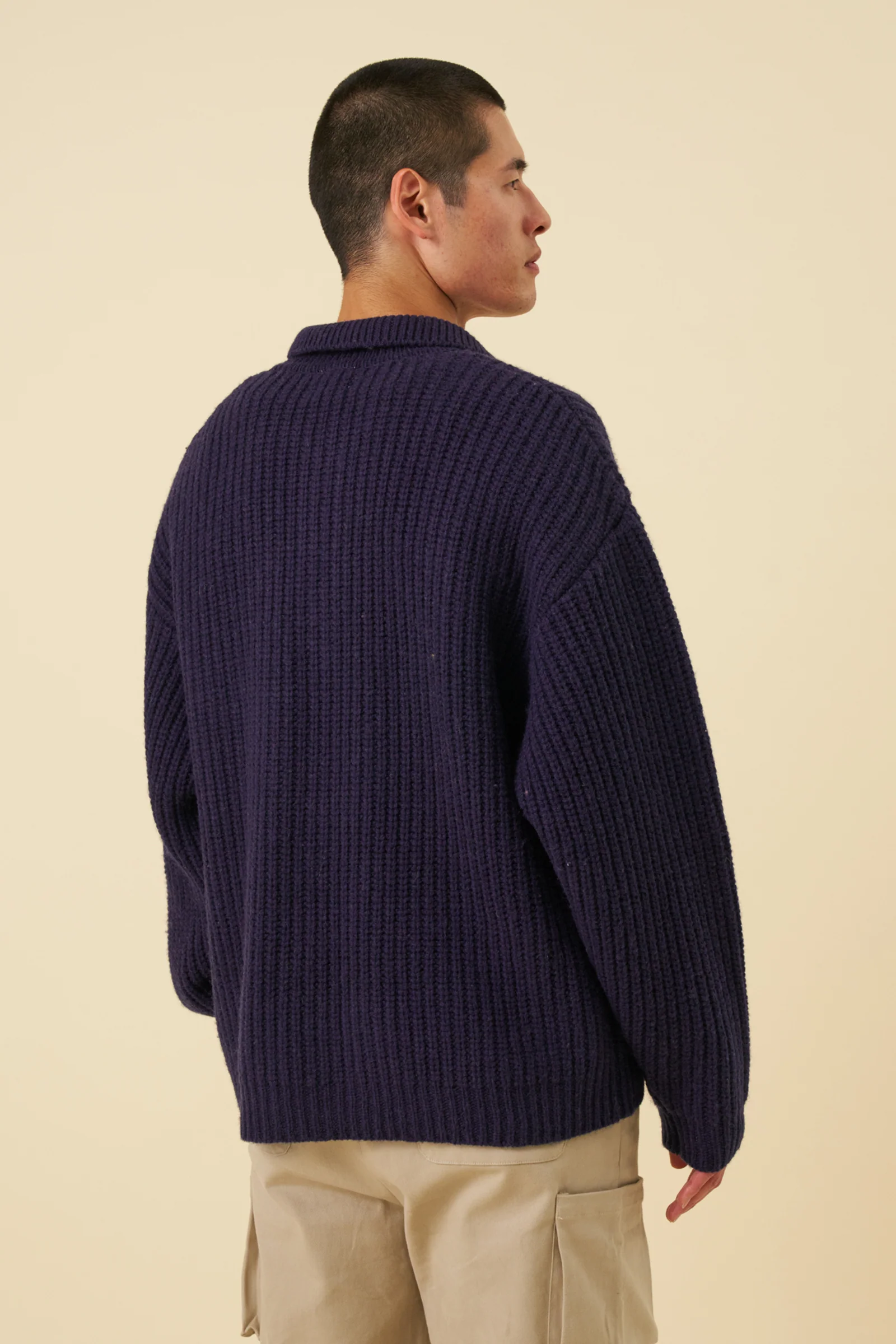 WOOL BUTTON POLO - OCEAN NAVY - Image 9
