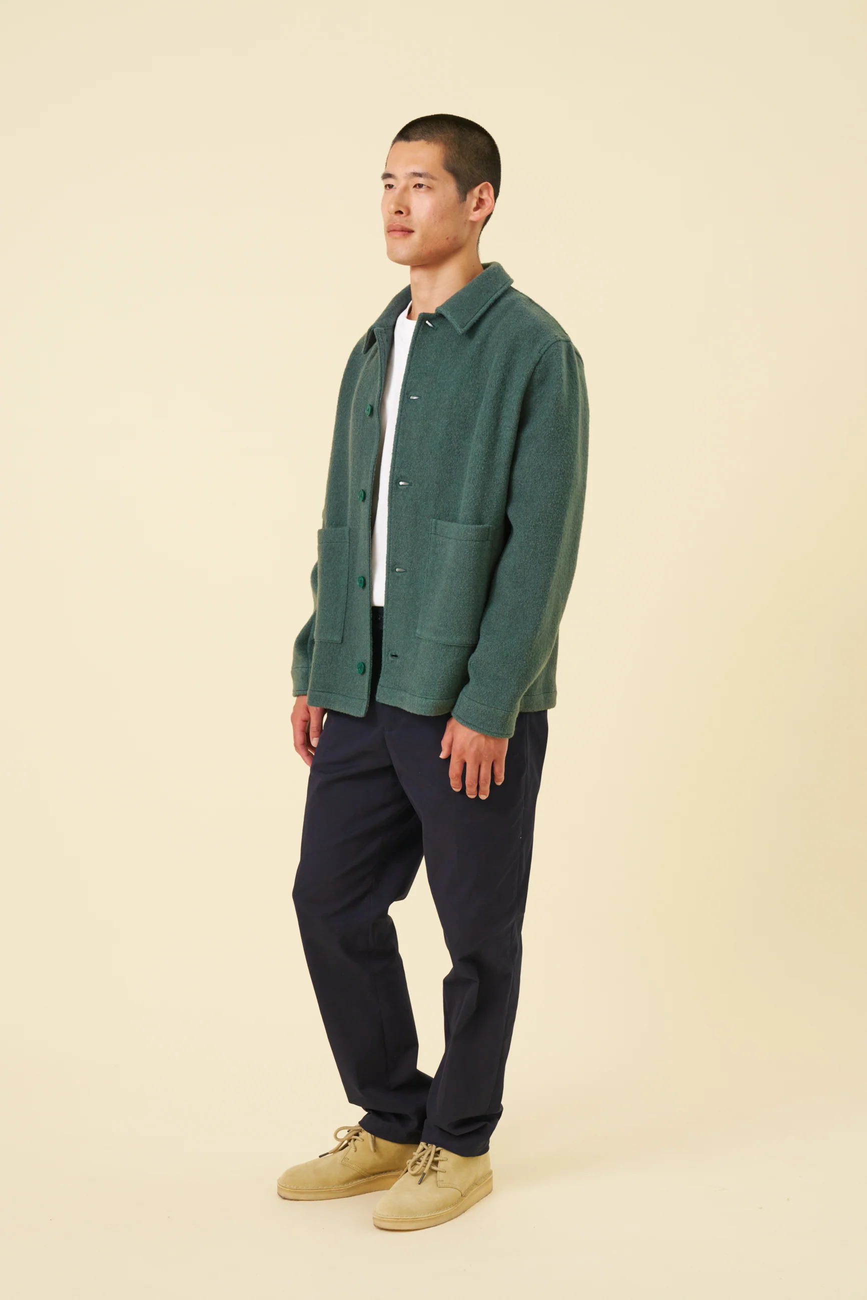 WOOL CHORE JACKET - HUNTER GREEN - Image 2