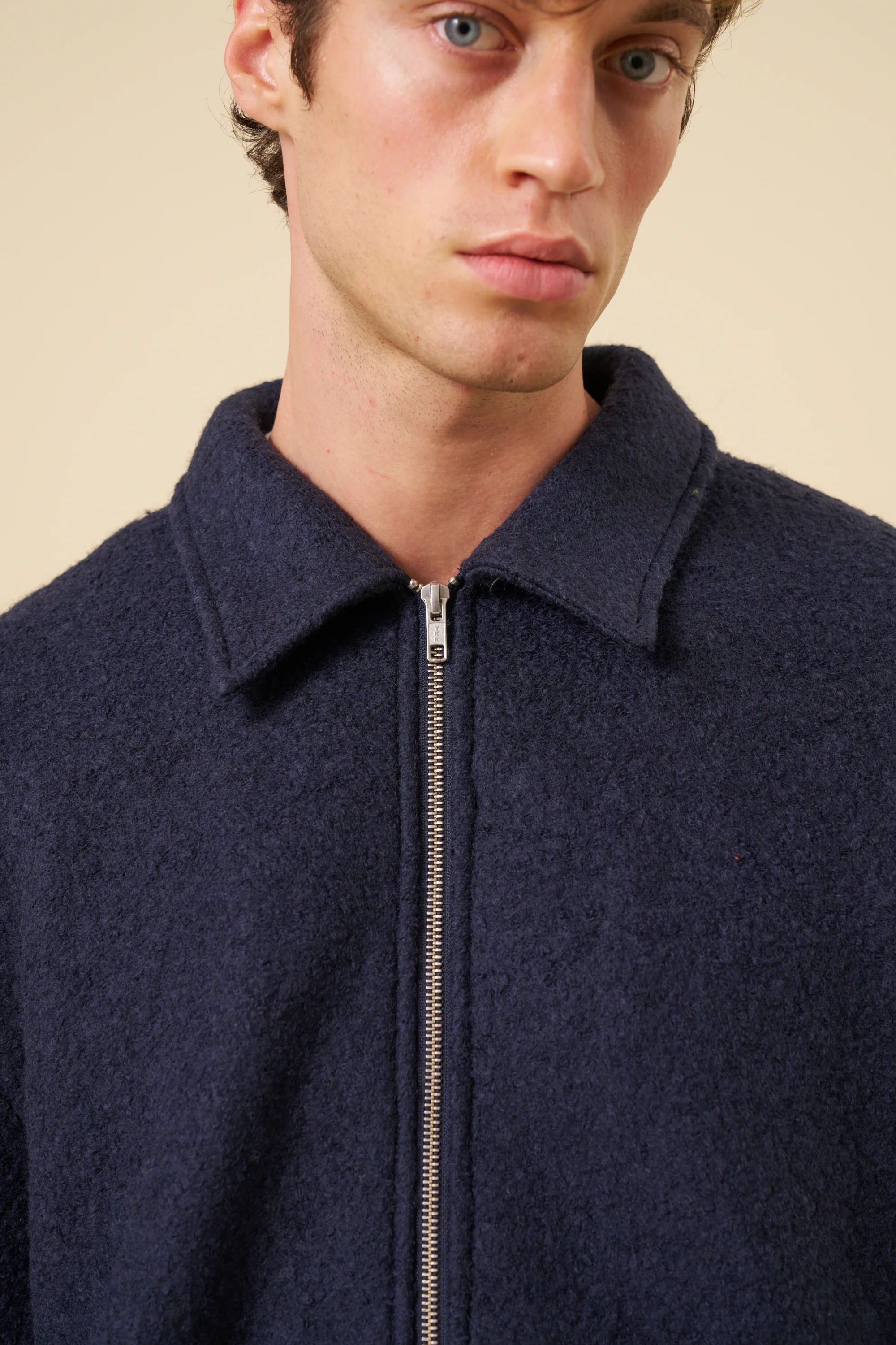 WOOL ZIP OVERSHIRT - NAVY - Image 3