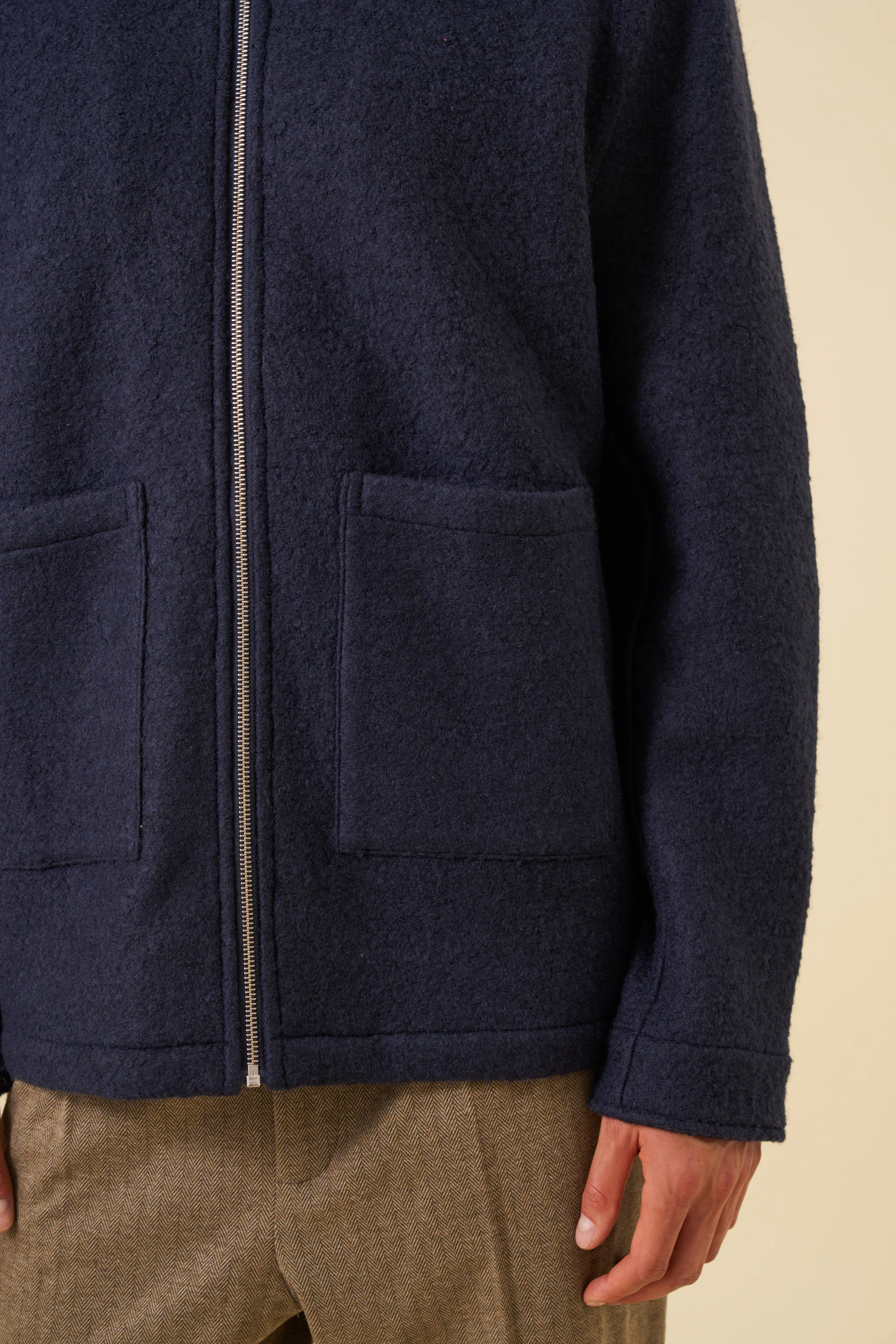 WOOL ZIP OVERSHIRT - NAVY - Image 4