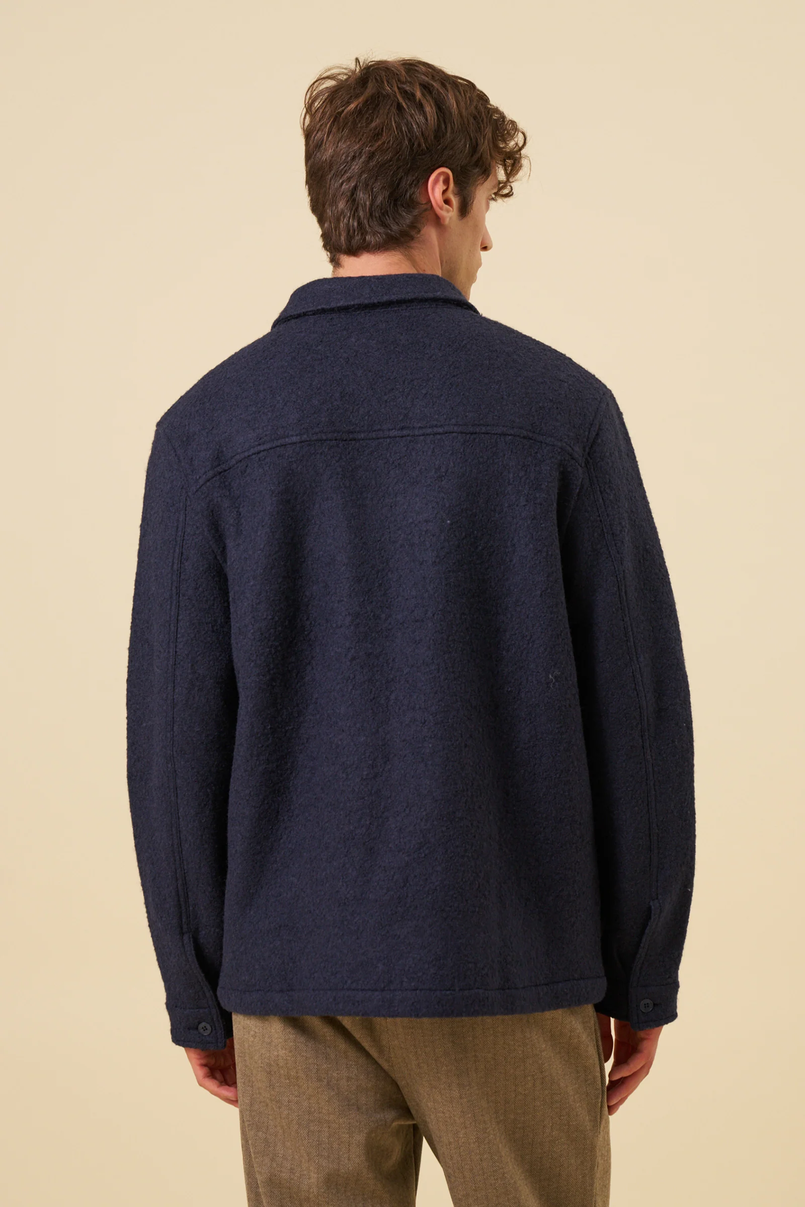 WOOL ZIP OVERSHIRT - NAVY - Image 9